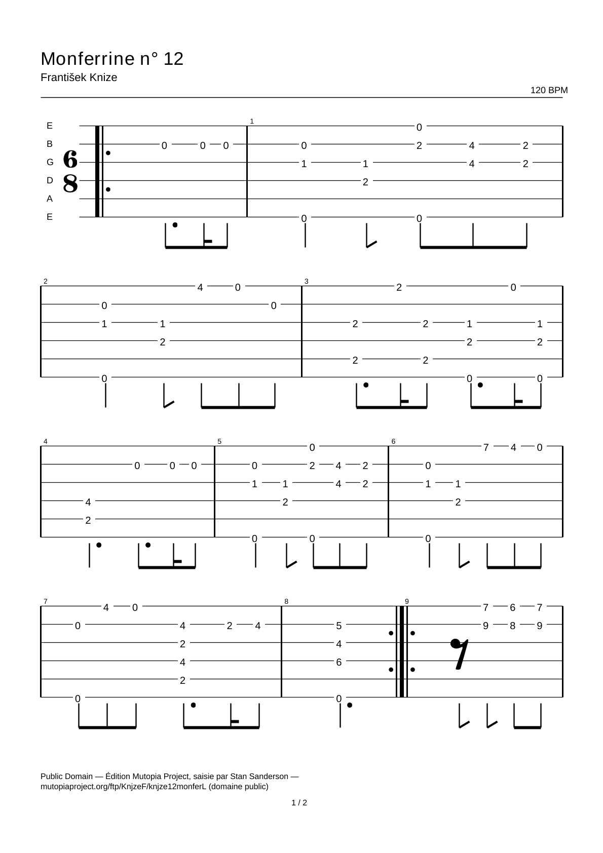 Monferrina No. 12 — Guitar Tab