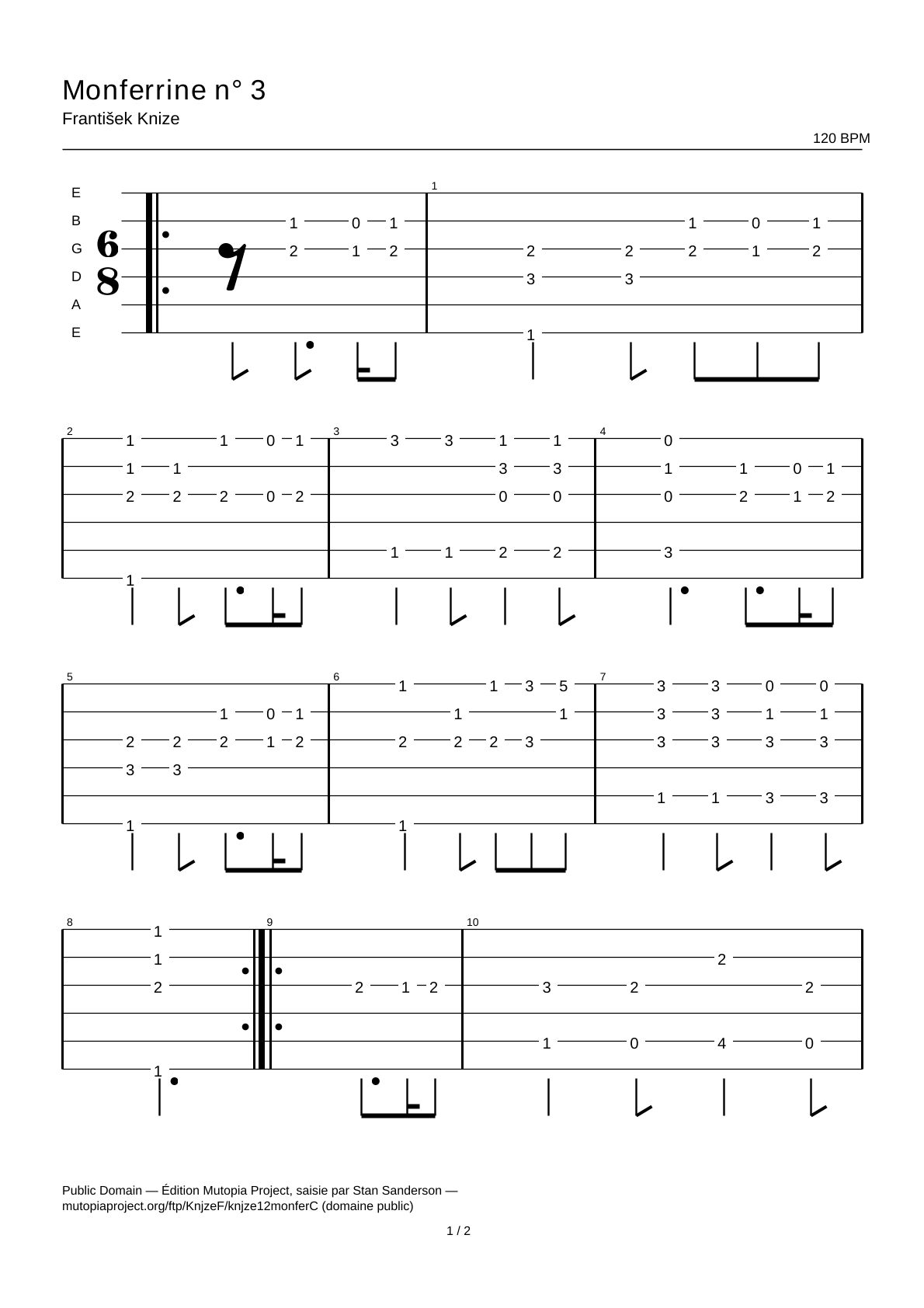 Monferrina No. 3 — Guitar Tab