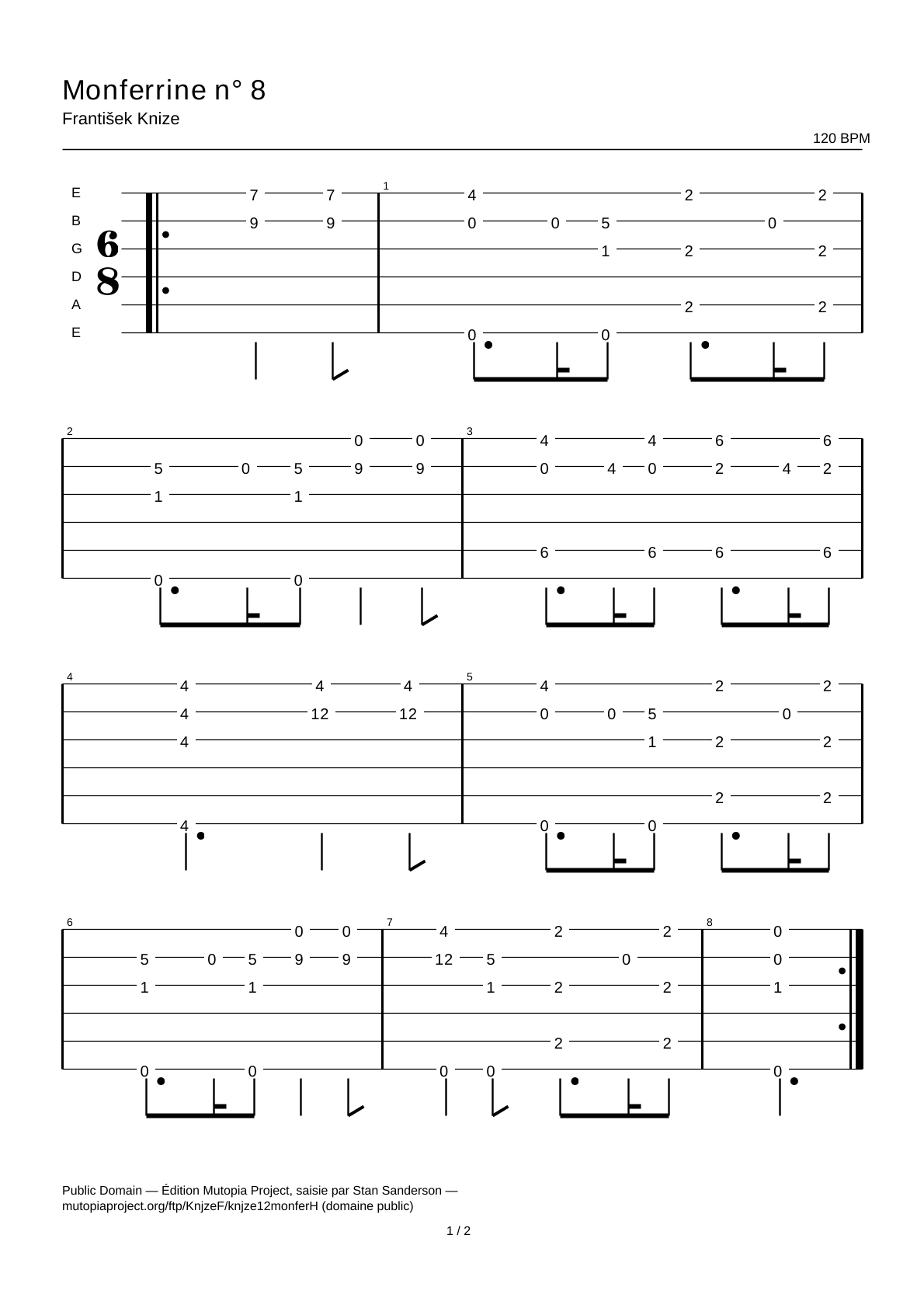 Monferrina No. 8 — Guitar Tab
