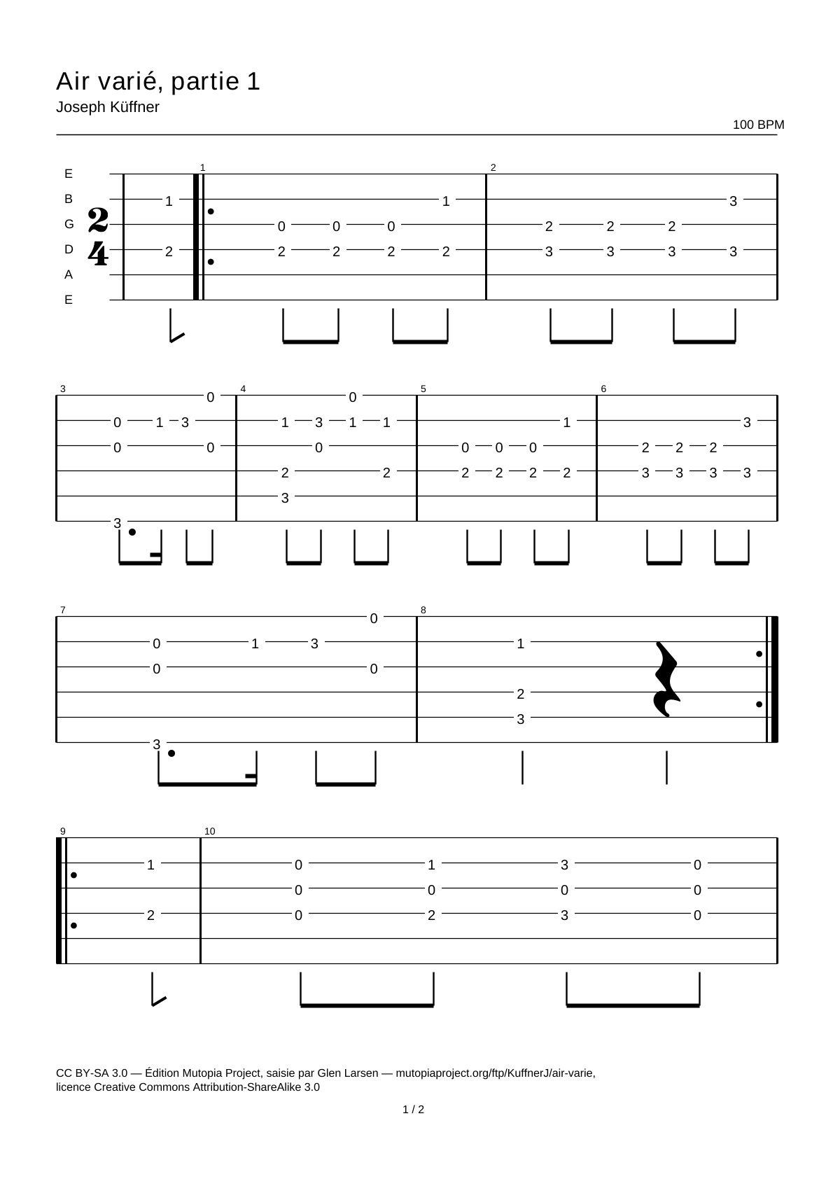Air with variations, part 1 — Guitar Tab