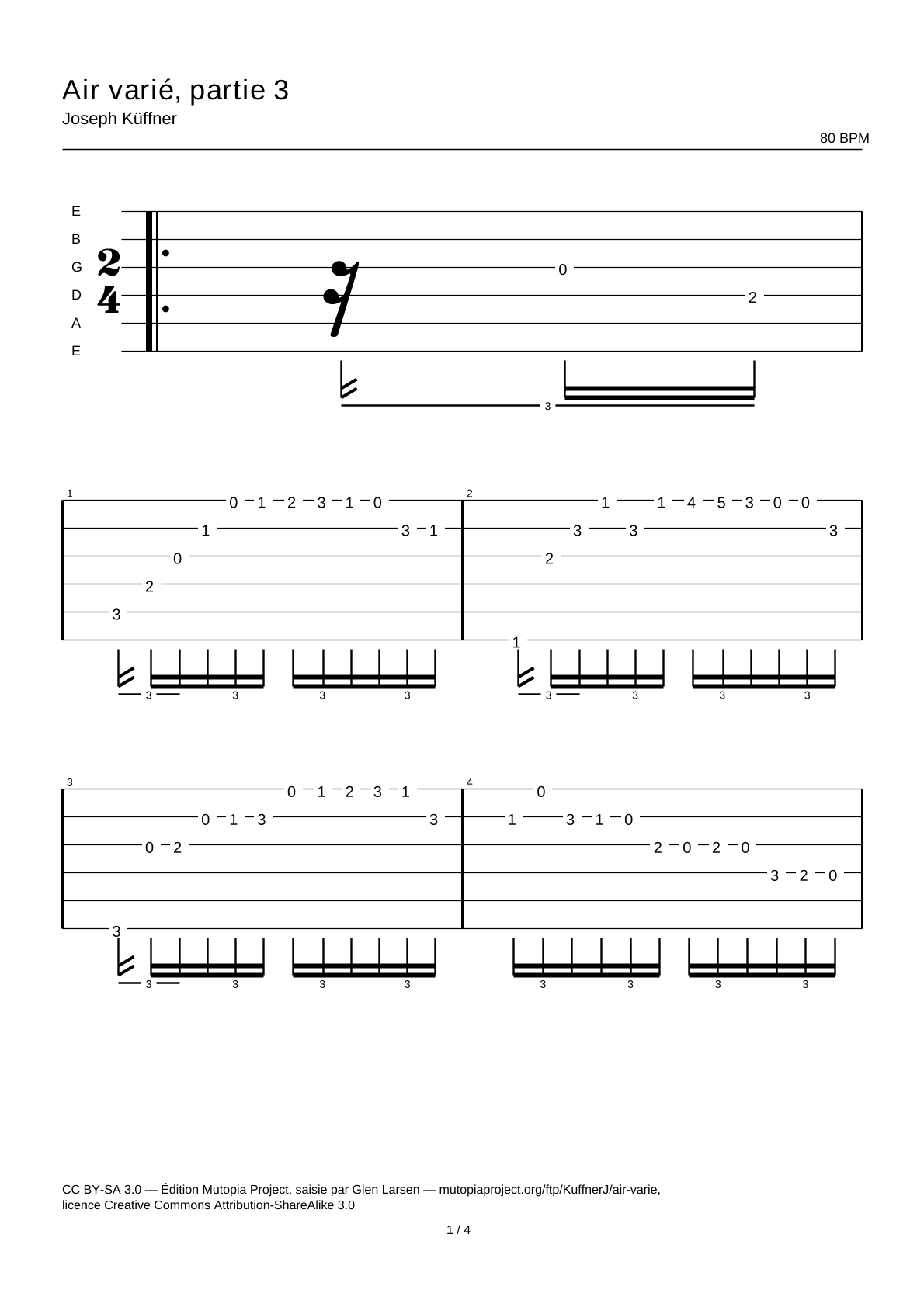 Air with variations, part 3 — Guitar Tab