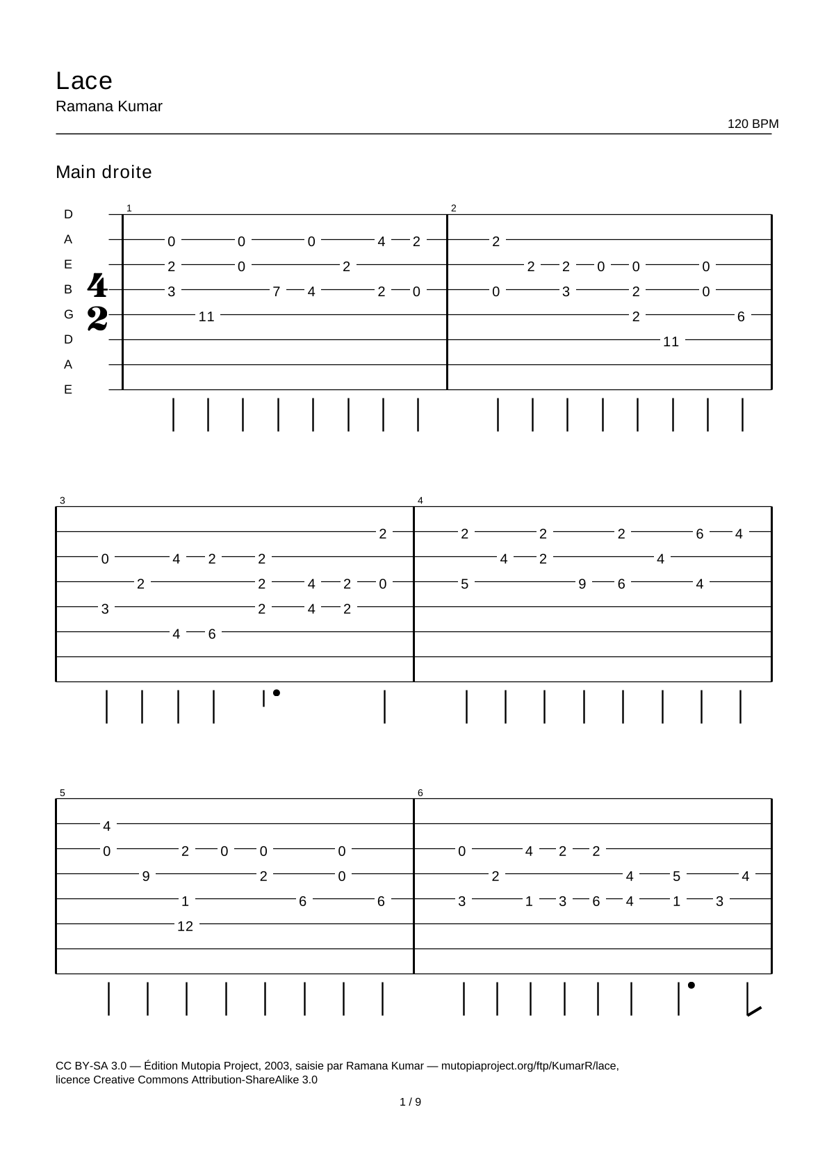 Lace — Guitar Tab