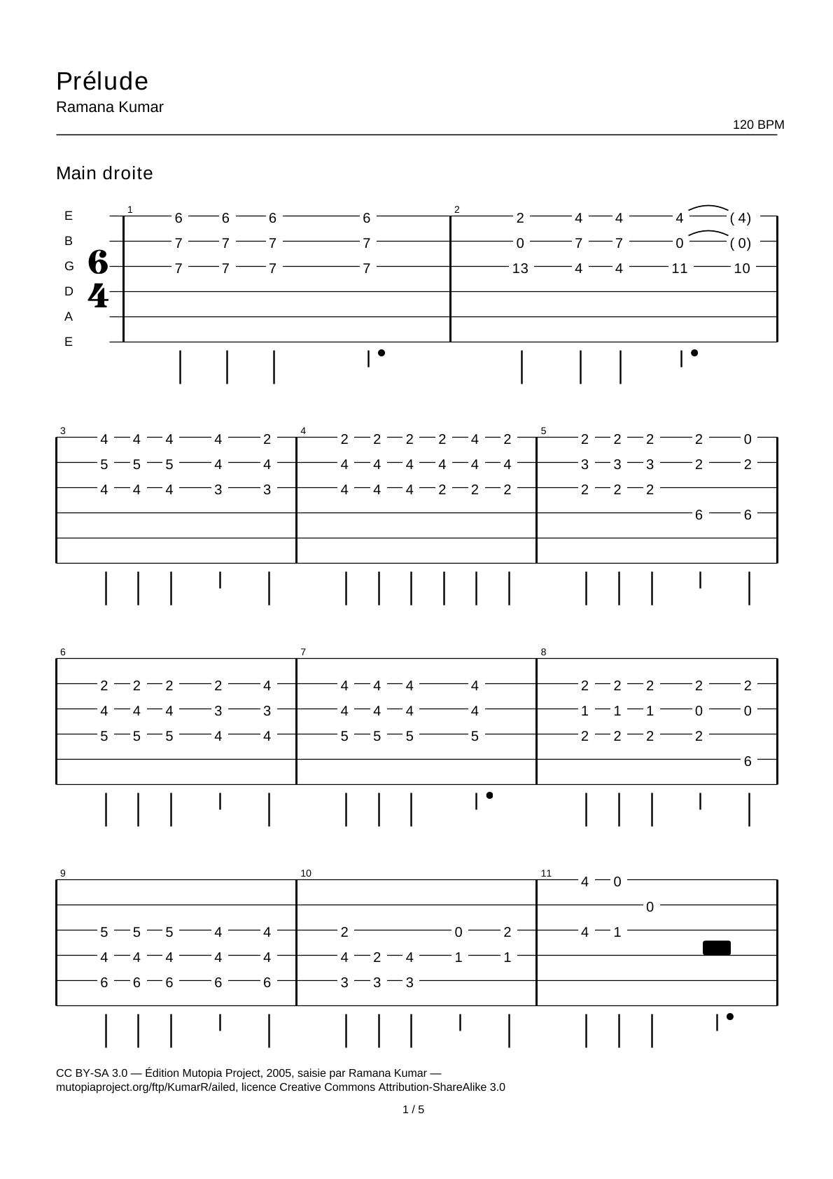 Prelude — Guitar Tab