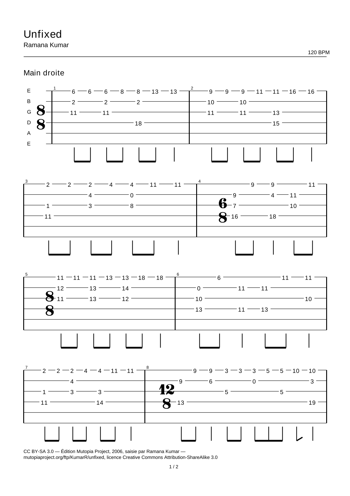 Unfixed — Guitar Tab