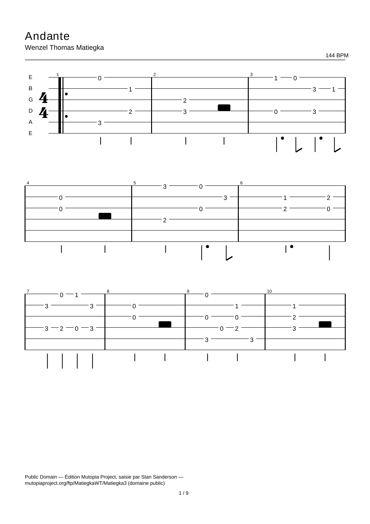 Andante — Guitar Tab