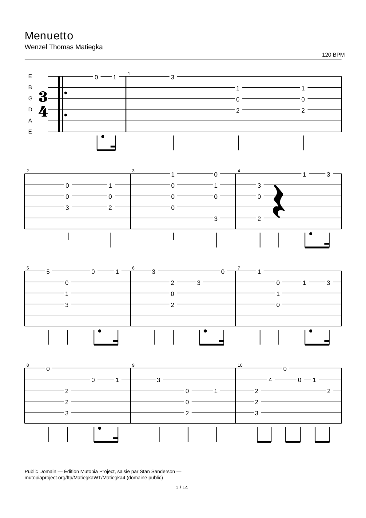 Menuetto — Guitar Tab