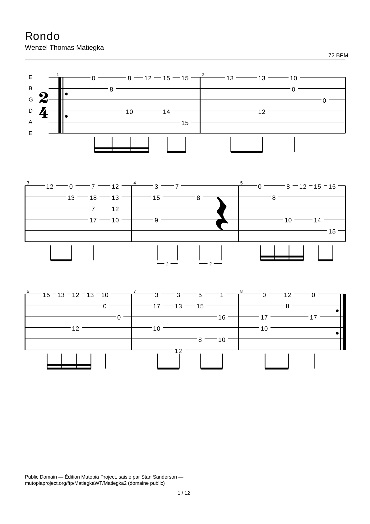 Rondo — Guitar Tab