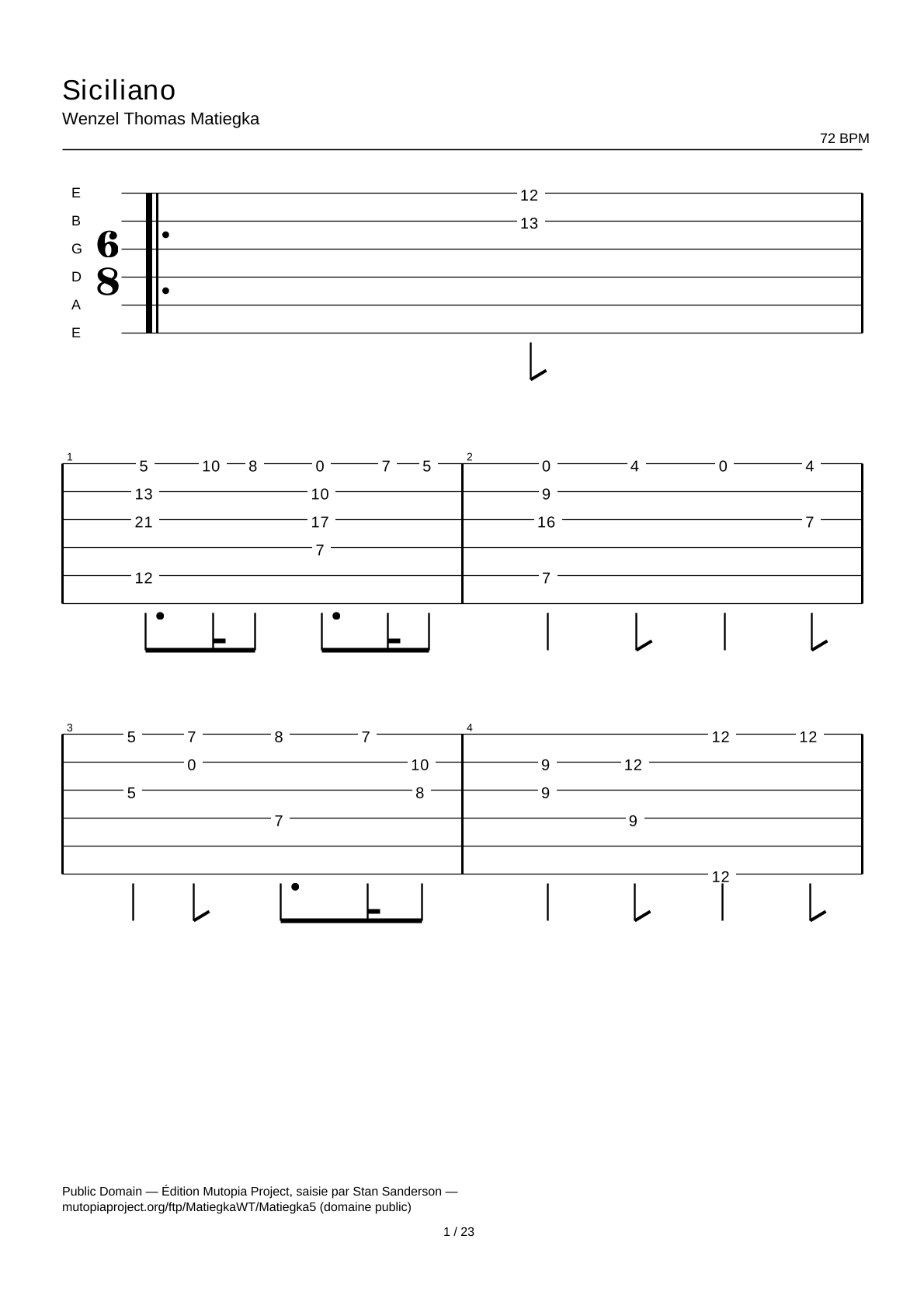 Siciliano — Guitar Tab