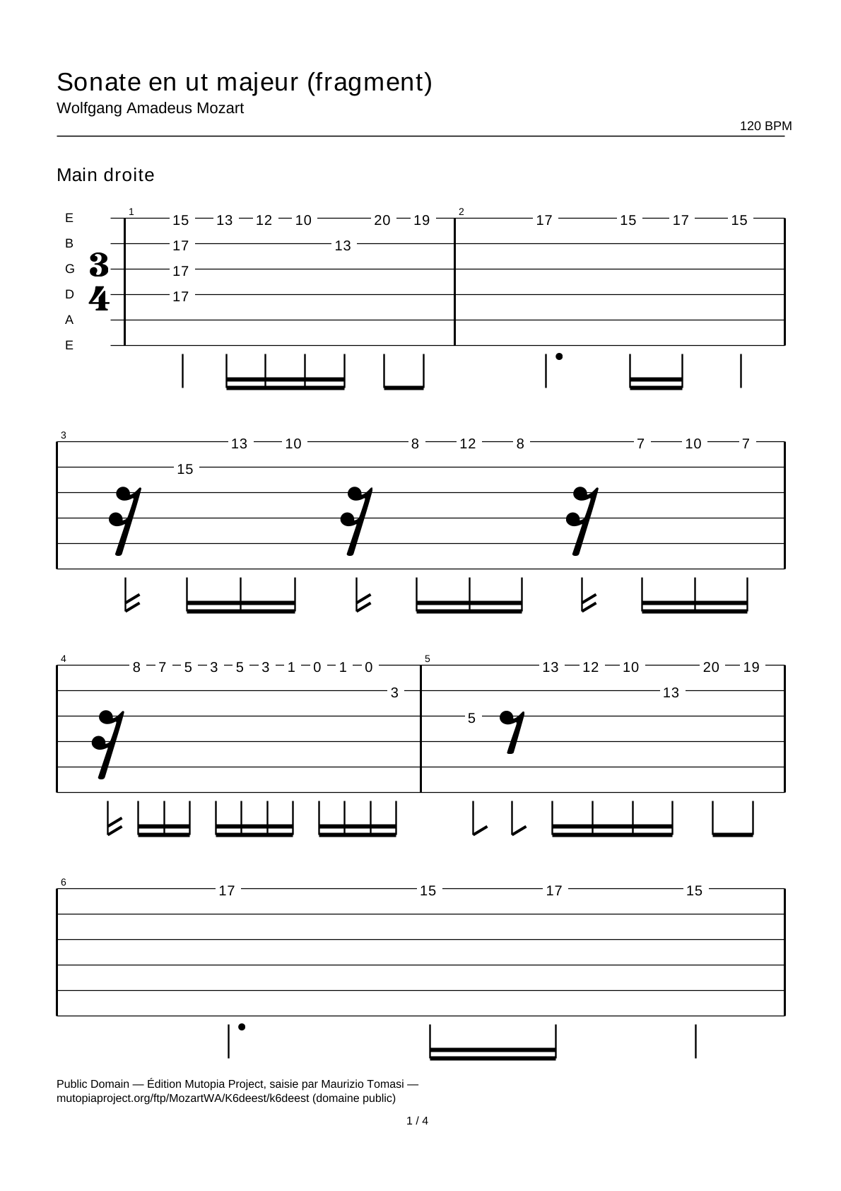 Sonata in C major (fragment) — Guitar Tab