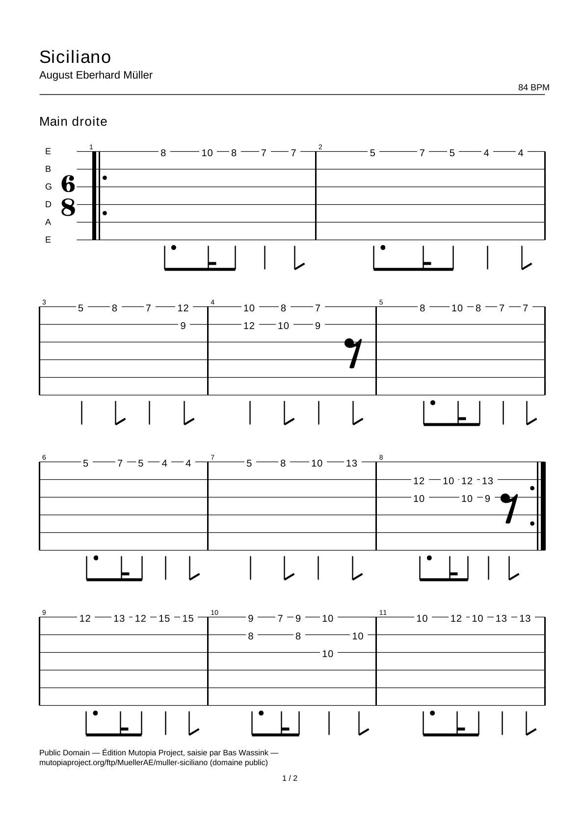 Siciliano — Guitar Tab