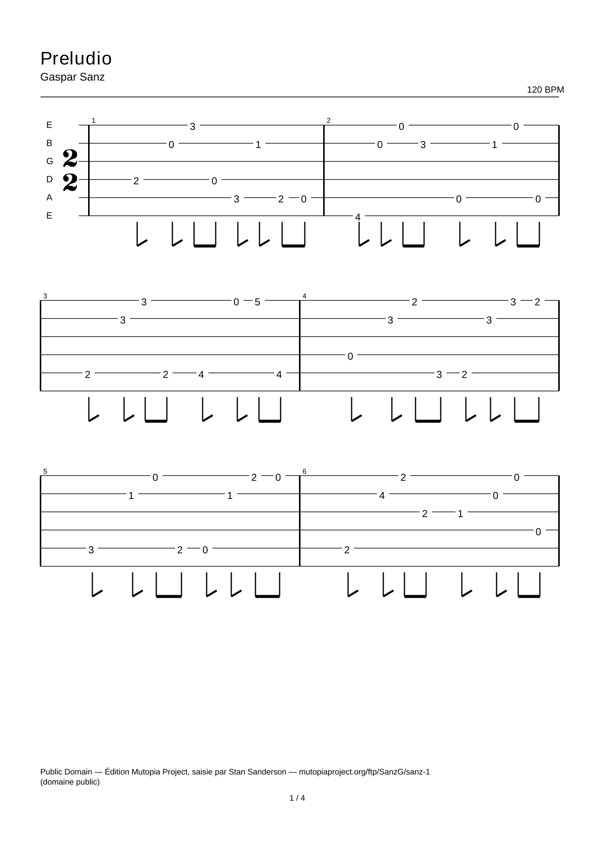 Preludio — Guitar Tab