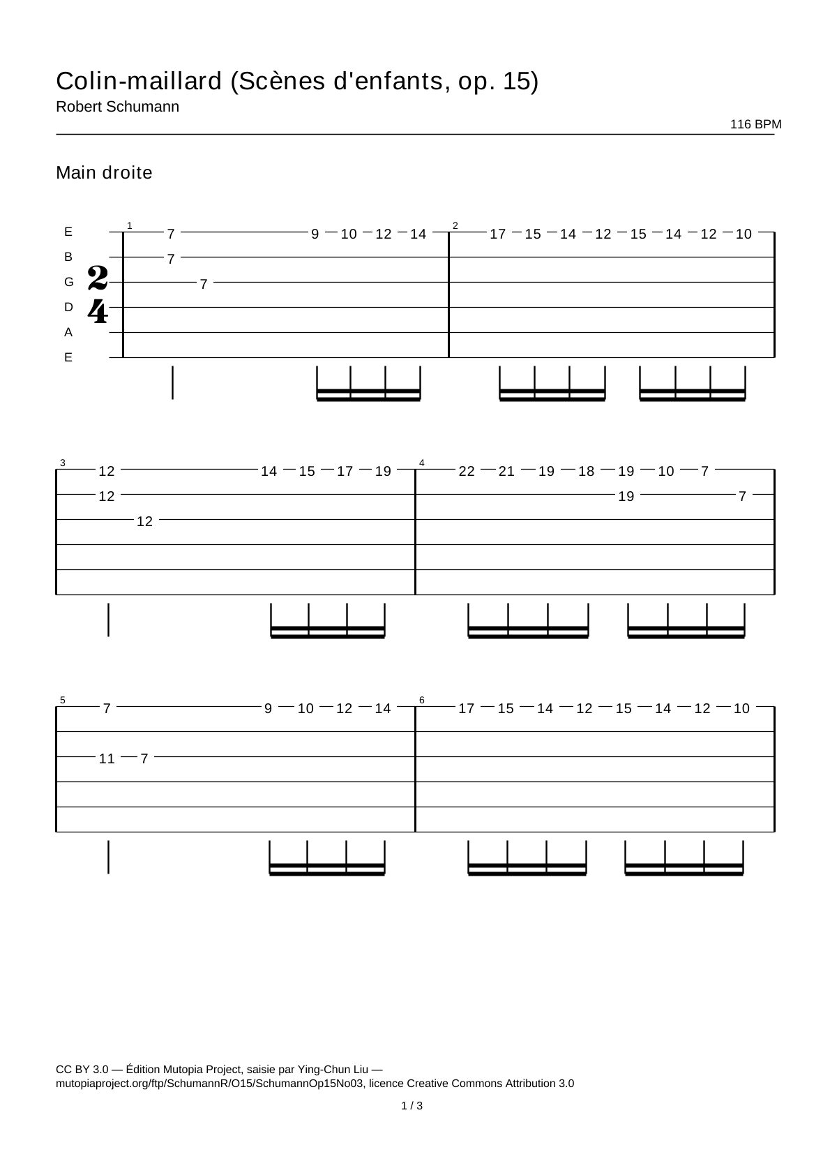 Blind Man's Buff (Kinderszenen, Op. 15) — Guitar Tab