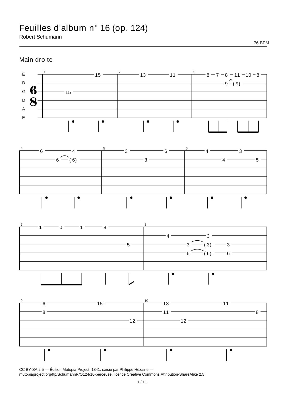 Albumblätter No. 16 (Op. 124) — Guitar Tab
