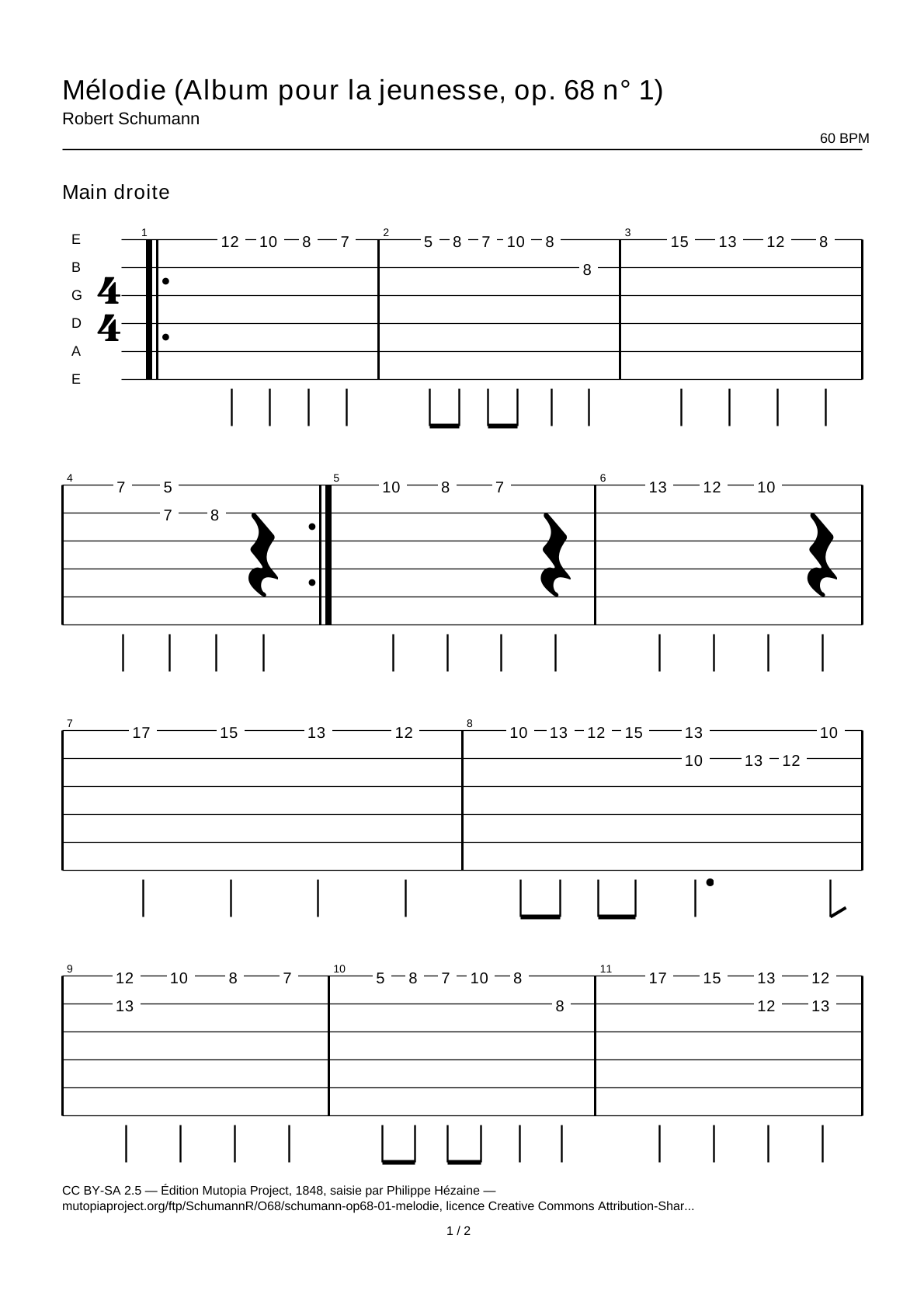 Melody (Album for the Young, Op. 68 No. 1) — Guitar Tab