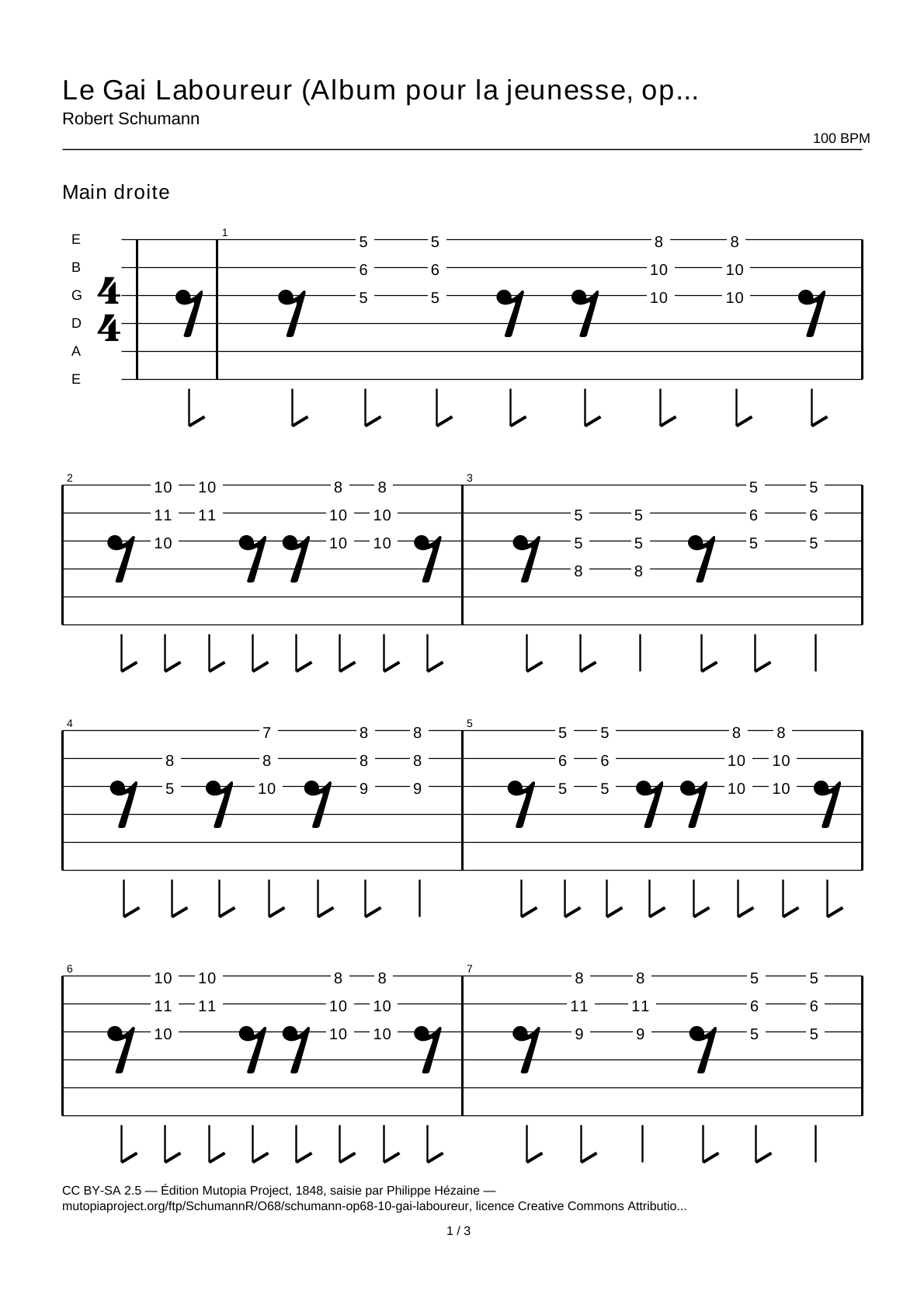 The Happy Farmer (Album for the Young, Op. 68 No. 10) — Guitar Tab