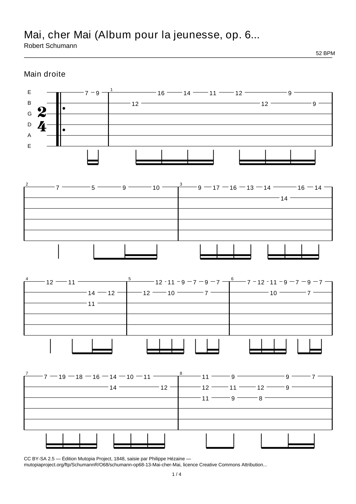 May, Dear May (Album for the Young, Op. 68 No. 13) — Guitar Tab