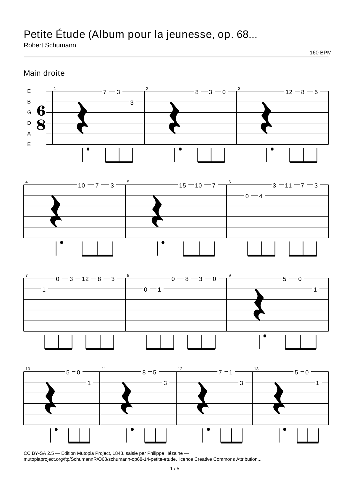 Little Study (Album for the Young, Op. 68 No. 14) — Guitar Tab