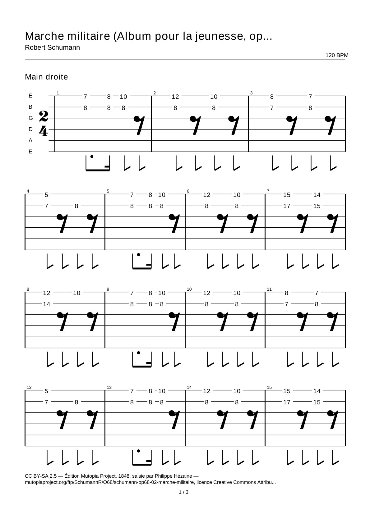 Soldiers' March (Album for the Young, Op. 68 No. 2) — Guitar Tab