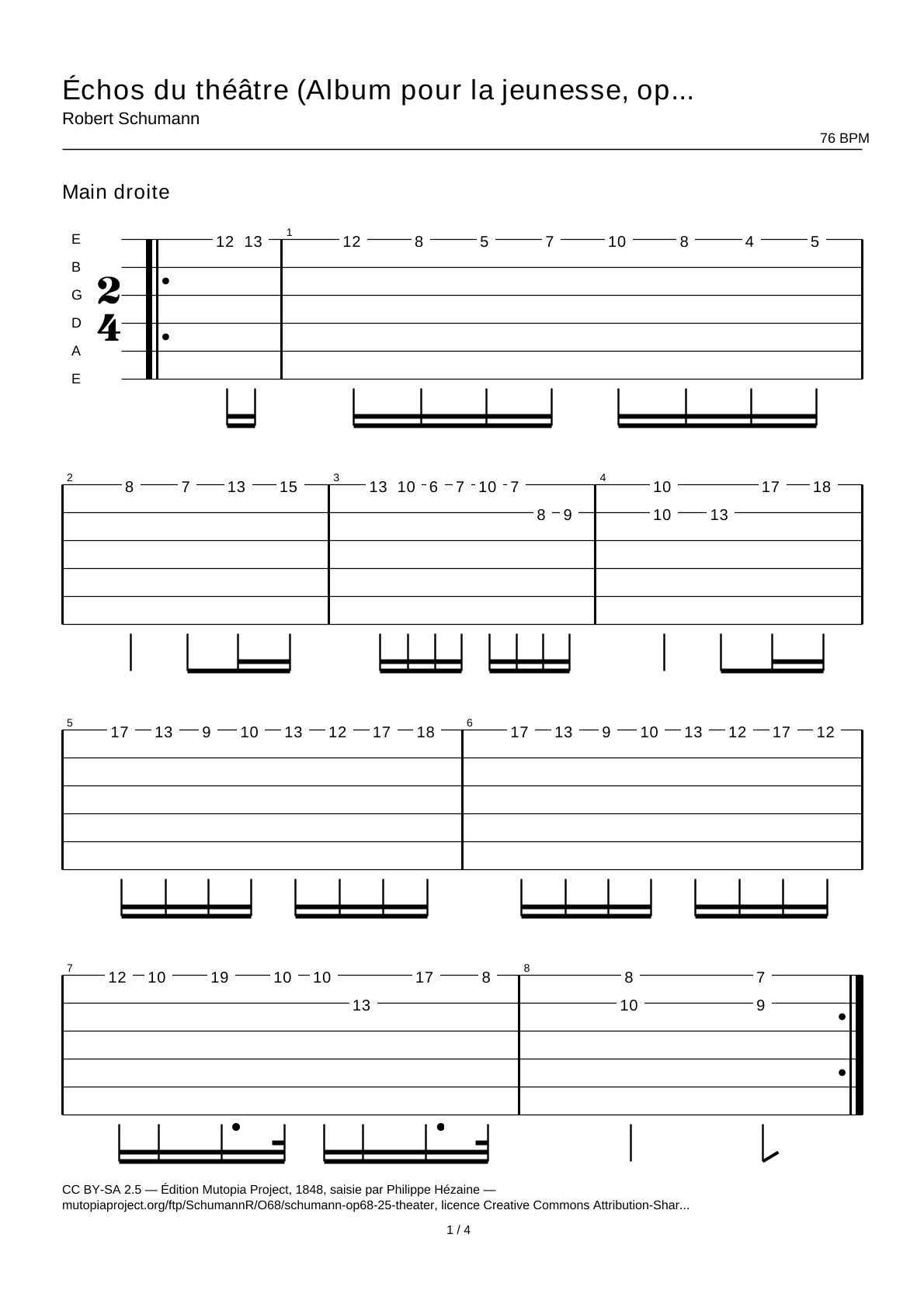 Echoes from the Theatre (Album for the Young, Op. 68 No. 25) — Guitar Tab