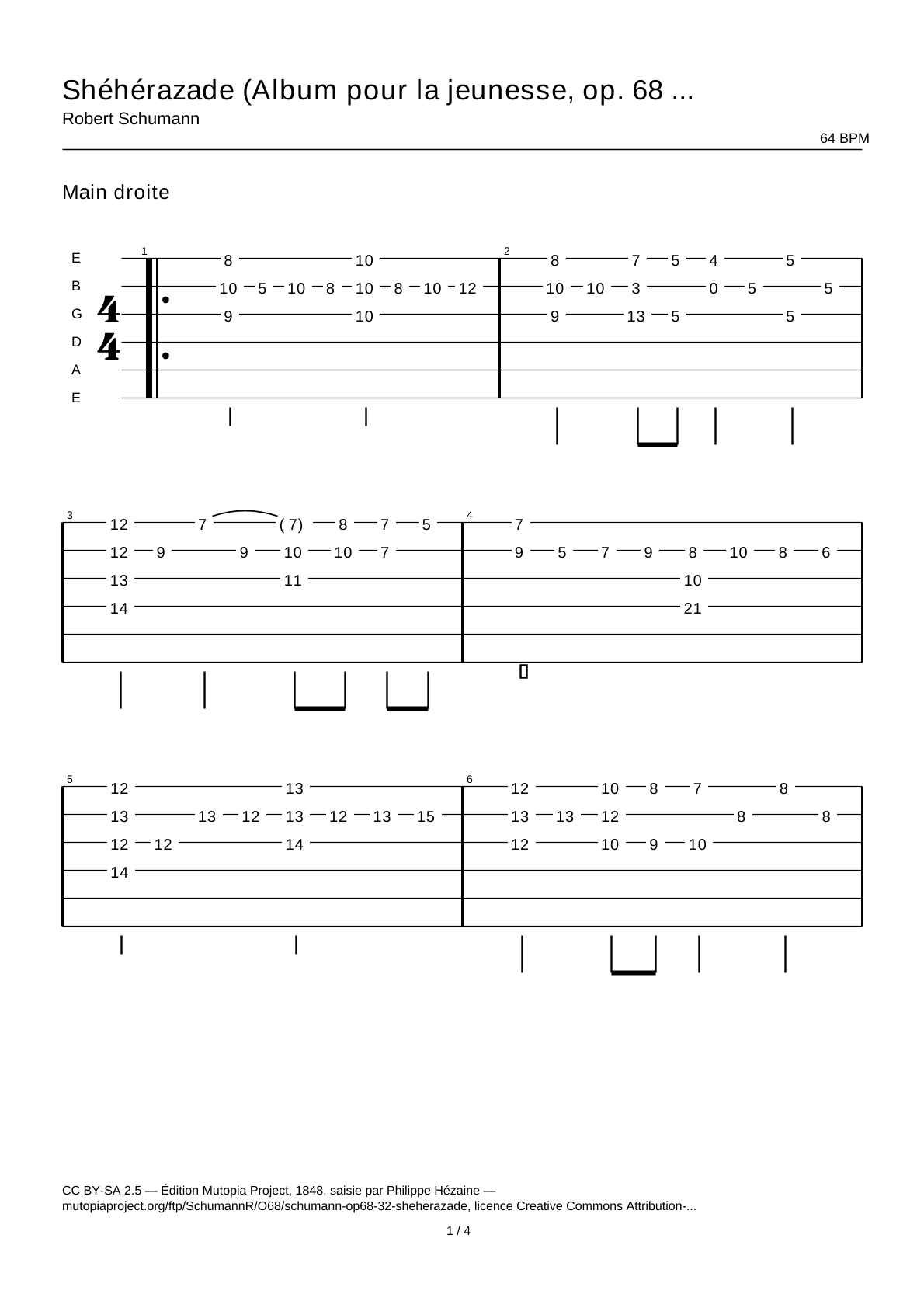 Sheherazade (Album for the Young, Op. 68 No. 32) — Guitar Tab