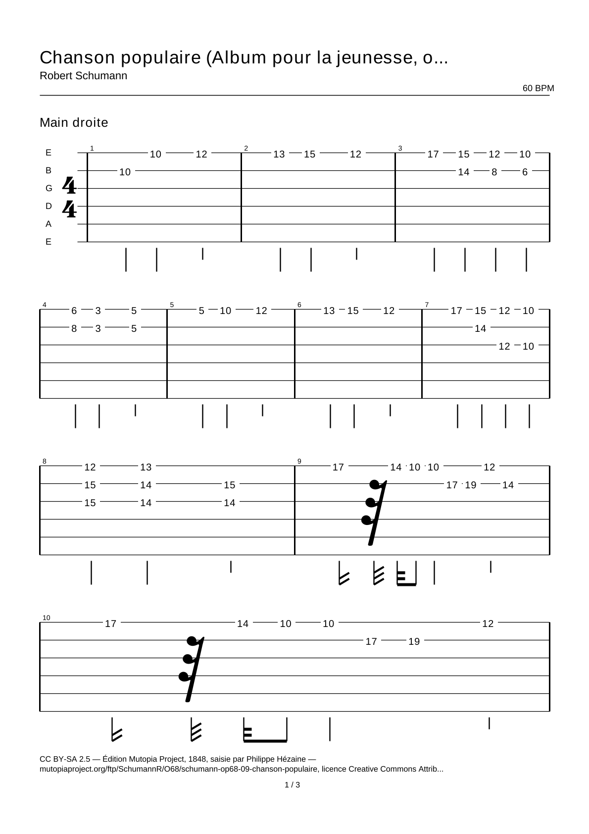 Folk Song (Album for the Young, Op. 68 No. 9) — Guitar Tab