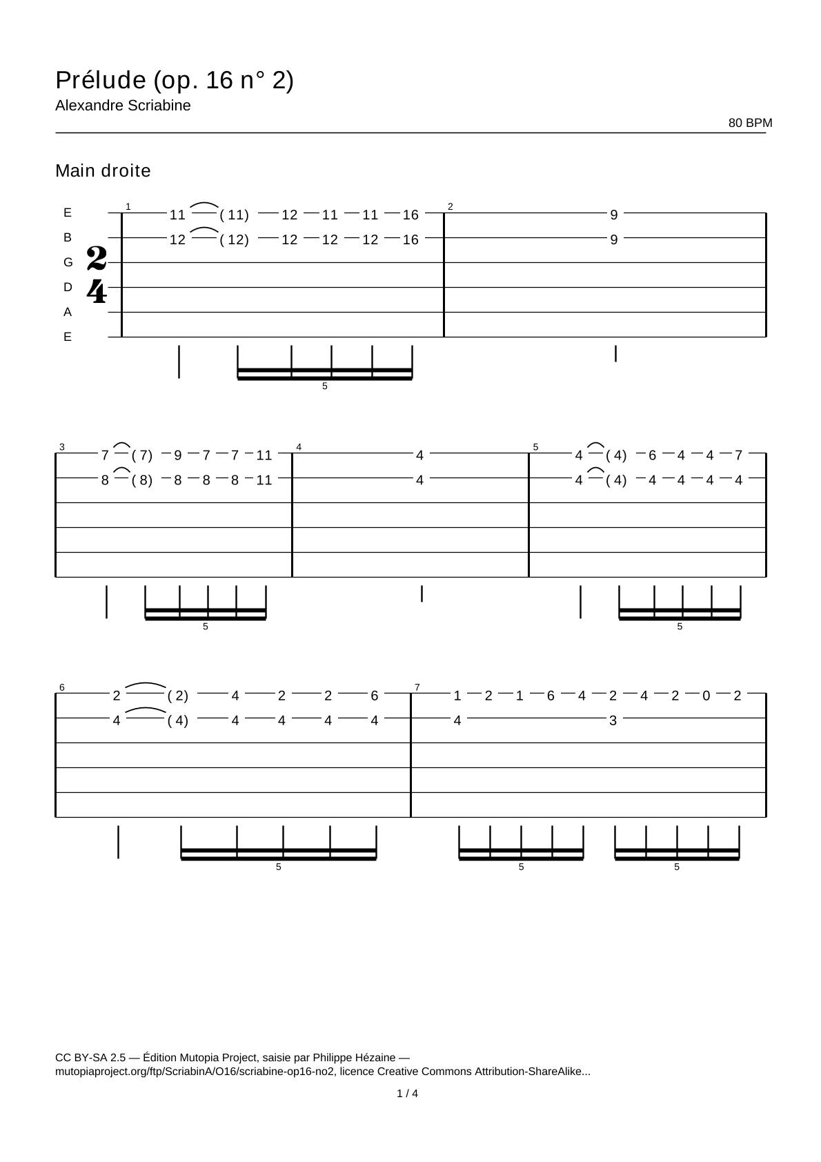 Prelude (Op. 16 No. 2) — Guitar Tab