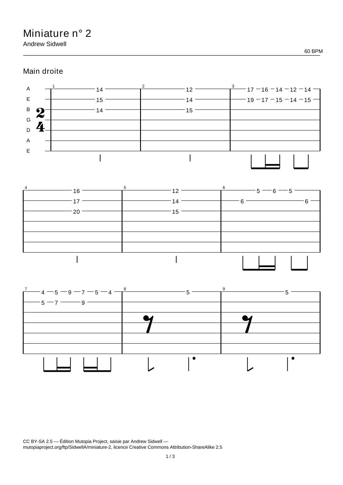 Miniature No. 2 — Guitar Tab