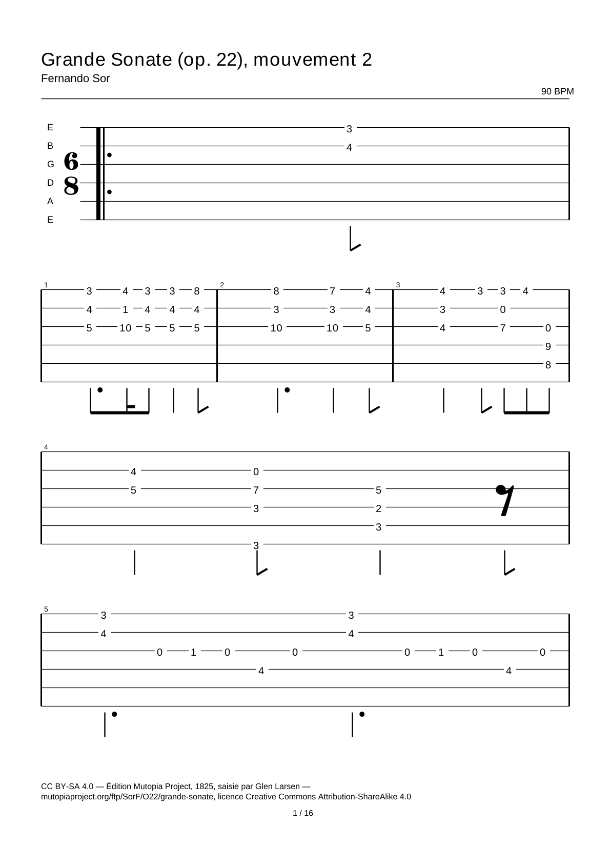 Grande Sonate (Op. 22), movement 2 — Guitar Tab