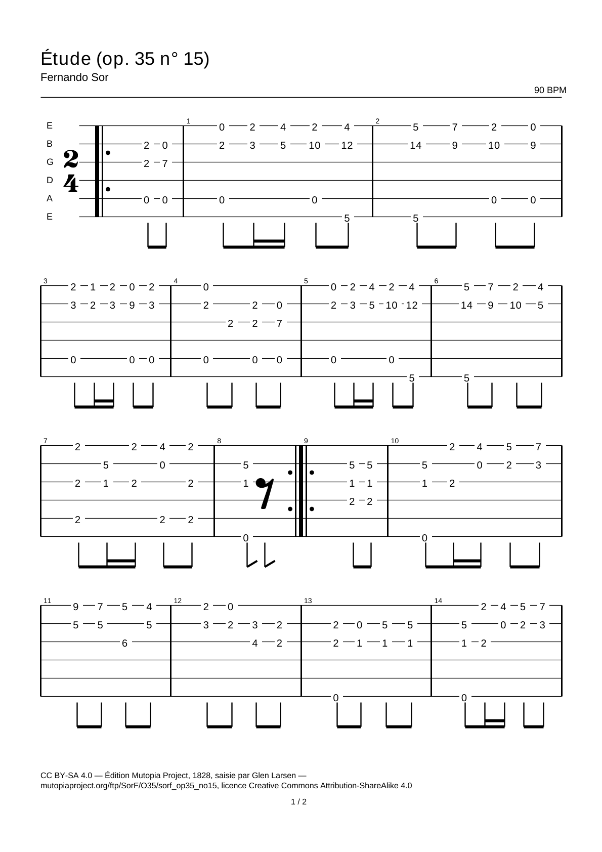 Study (Op. 35 No. 15) — Guitar Tab