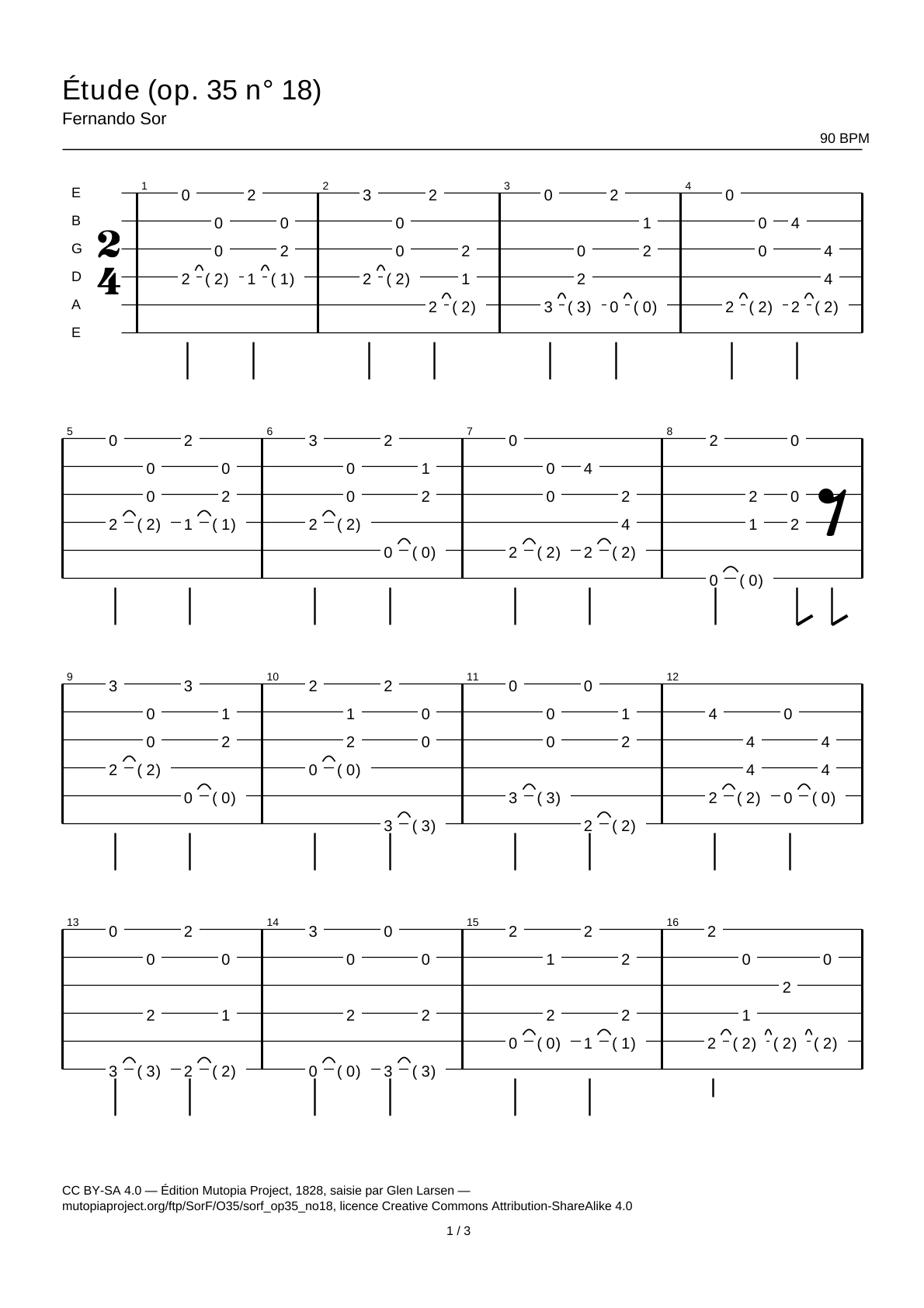Study (Op. 35 No. 18) — Guitar Tab