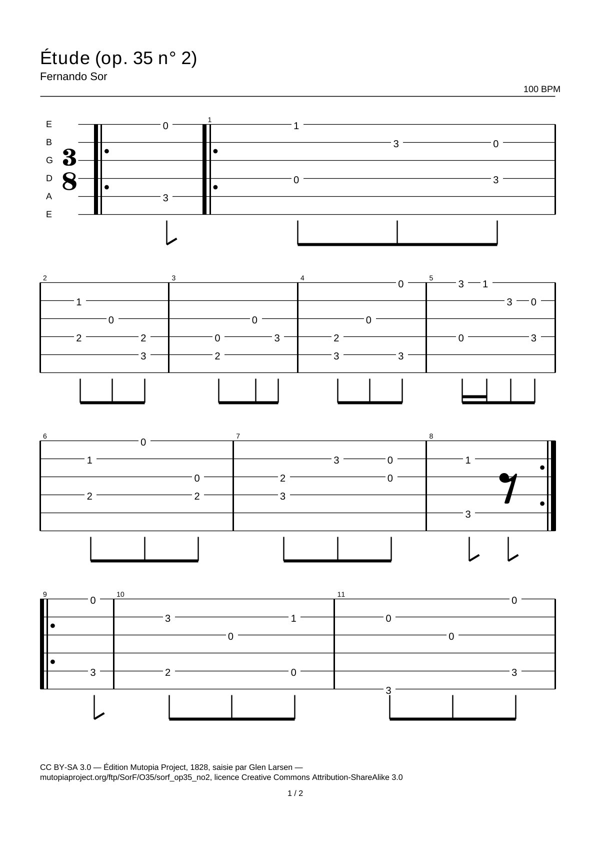 Study (Op. 35 No. 2) — Guitar Tab
