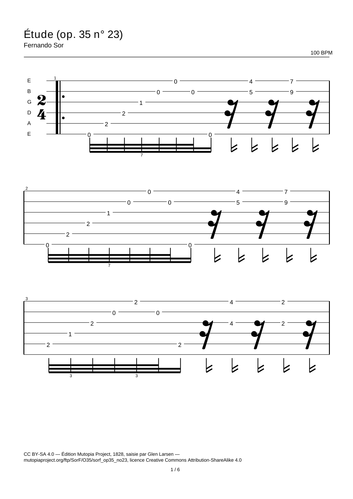 Study (Op. 35 No. 23) — Guitar Tab