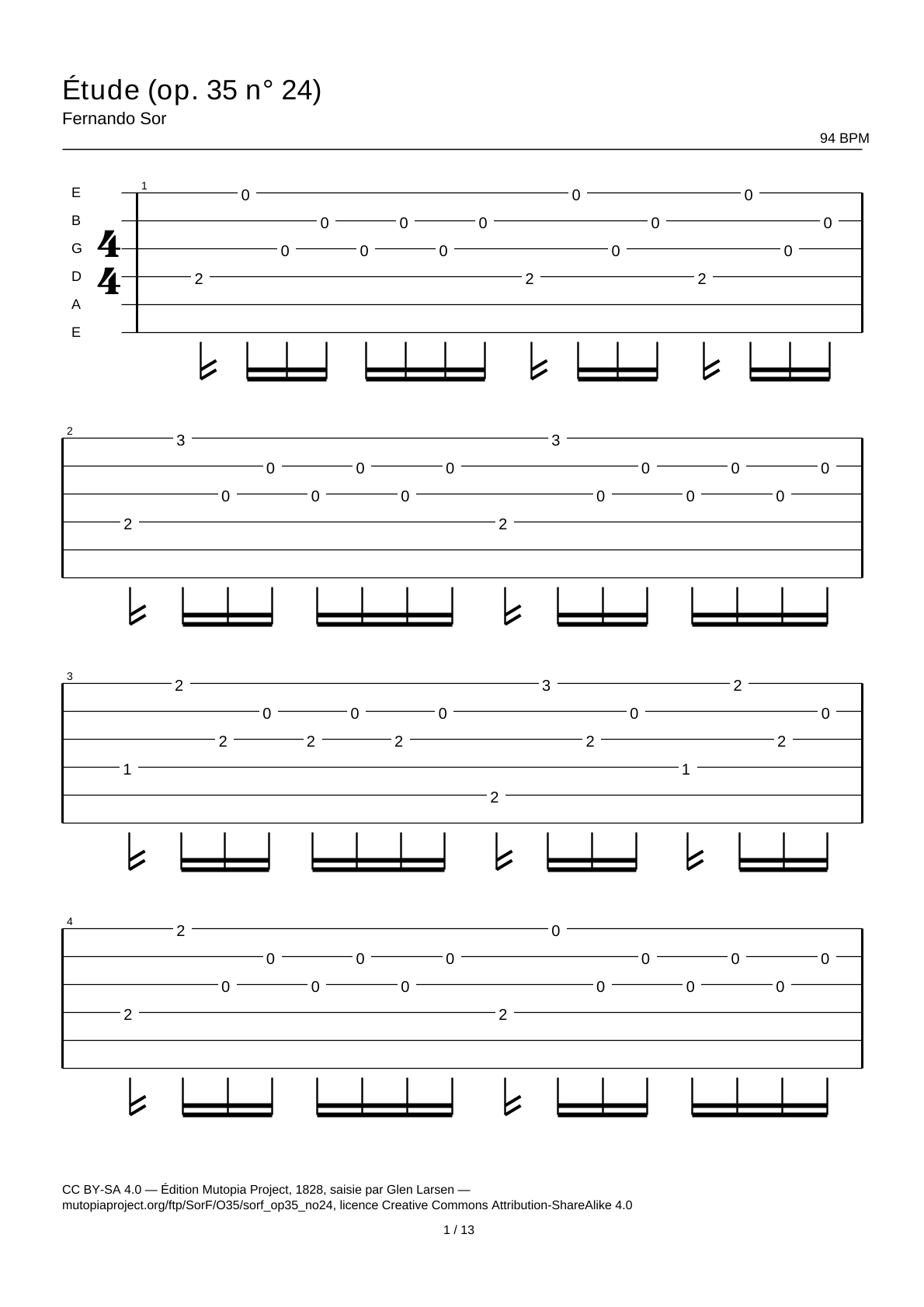 Study (Op. 35 No. 24) — Guitar Tab