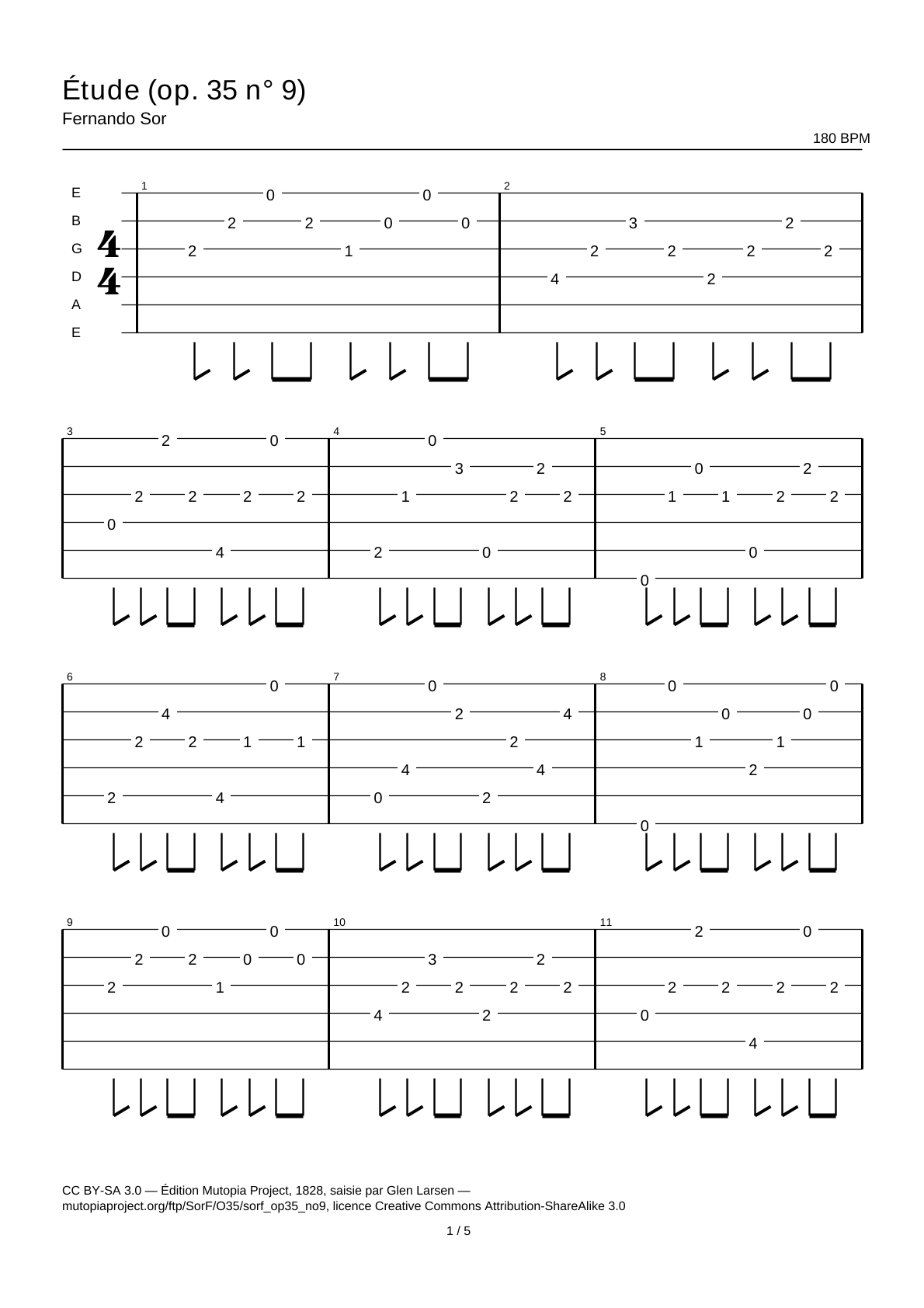 Study (Op. 35 No. 9) — Guitar Tab