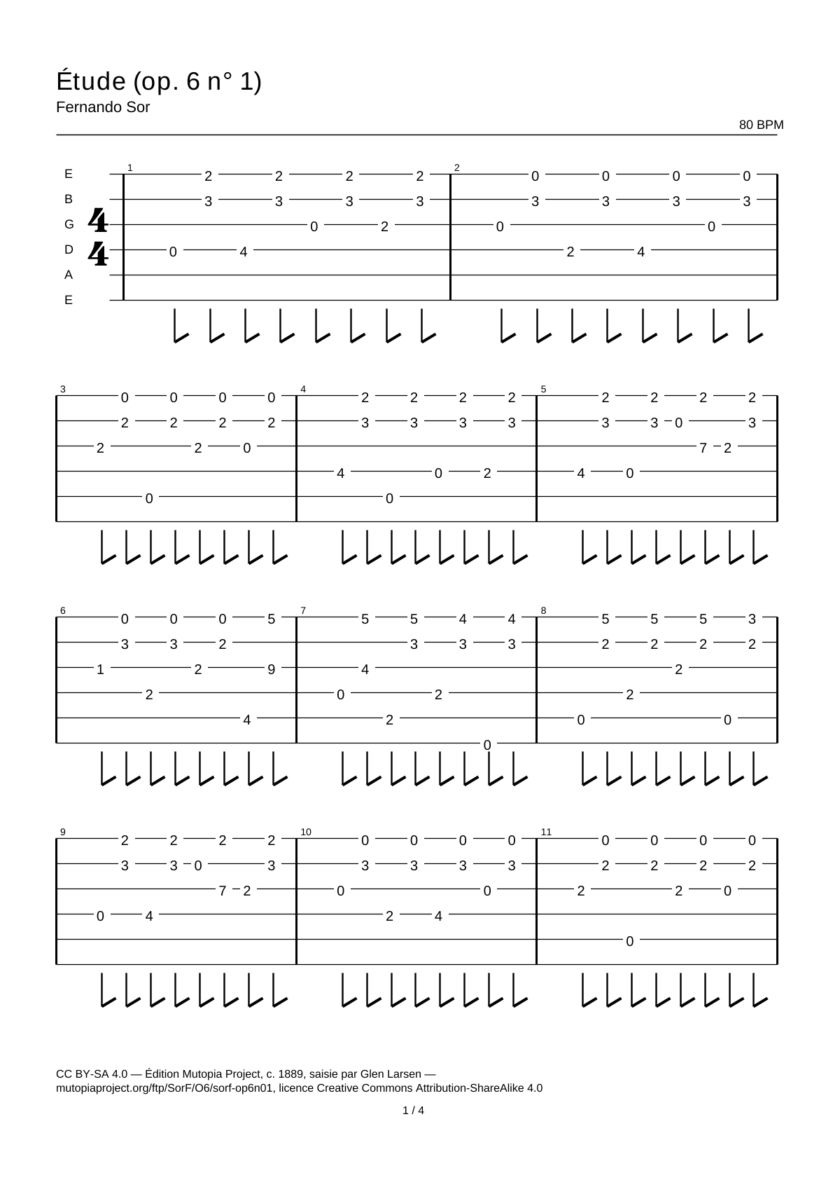 Study (Op. 6 No. 1) — Guitar Tab
