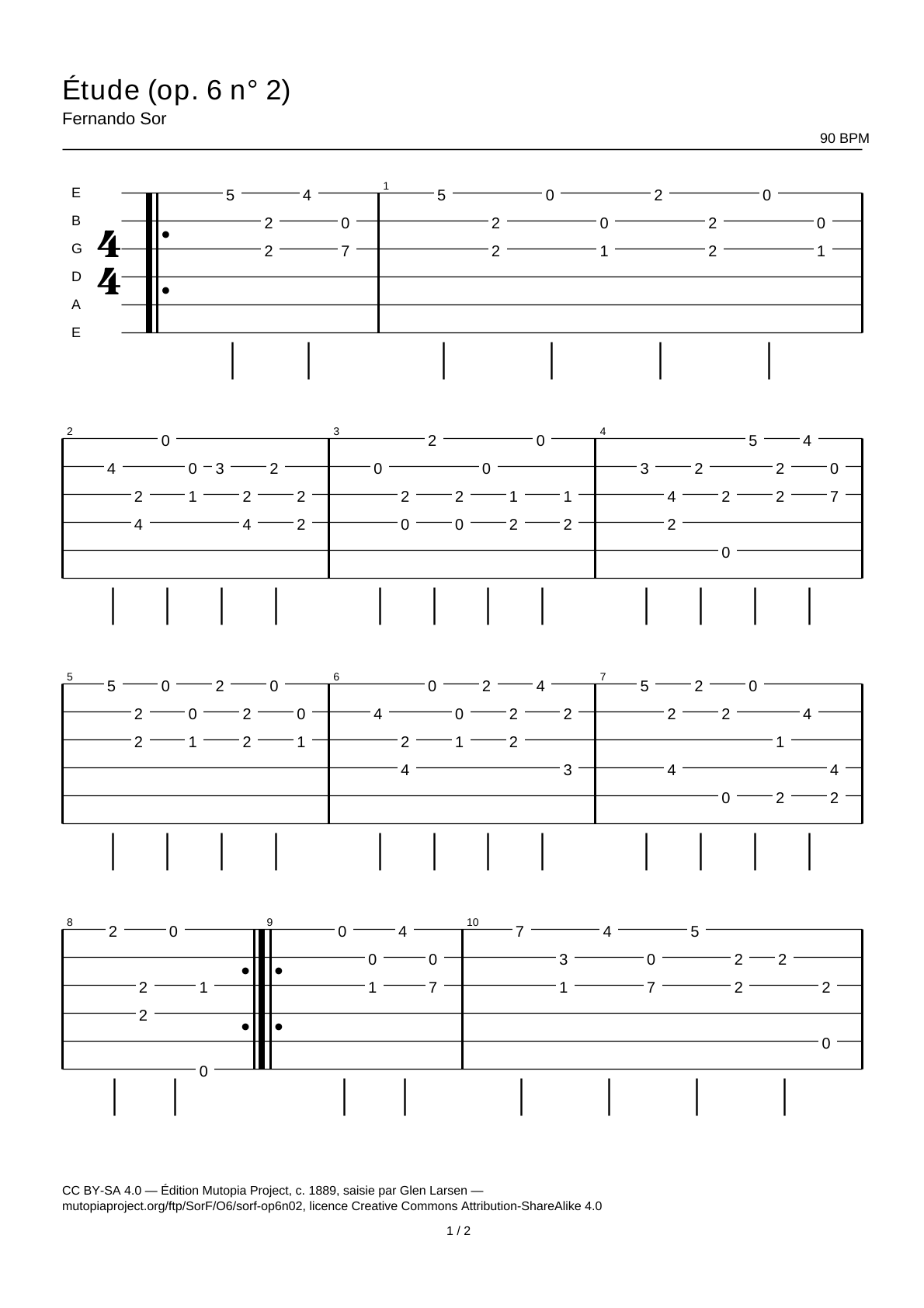 Study (Op. 6 No. 2) — Guitar Tab