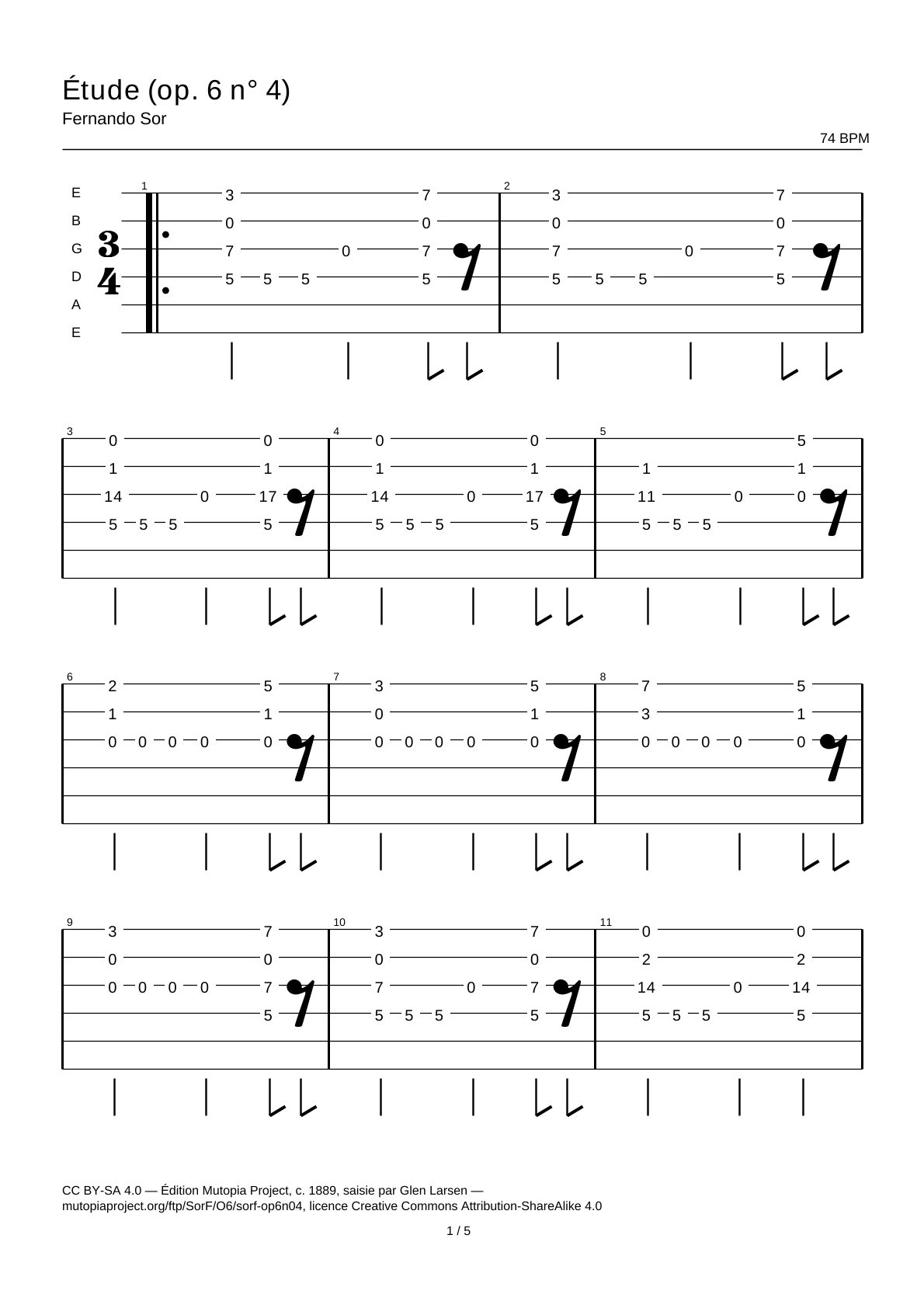 Study (Op. 6 No. 4) — Guitar Tab