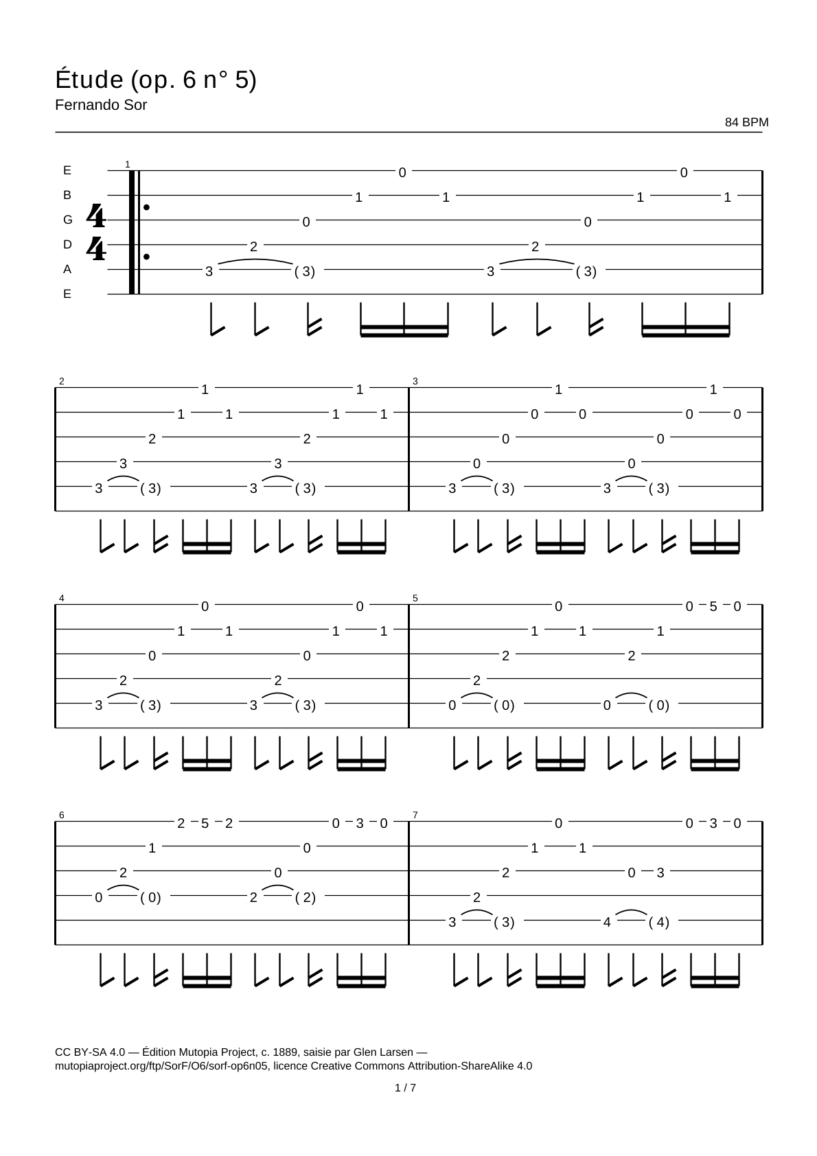 Study (Op. 6 No. 5) — Guitar Tab