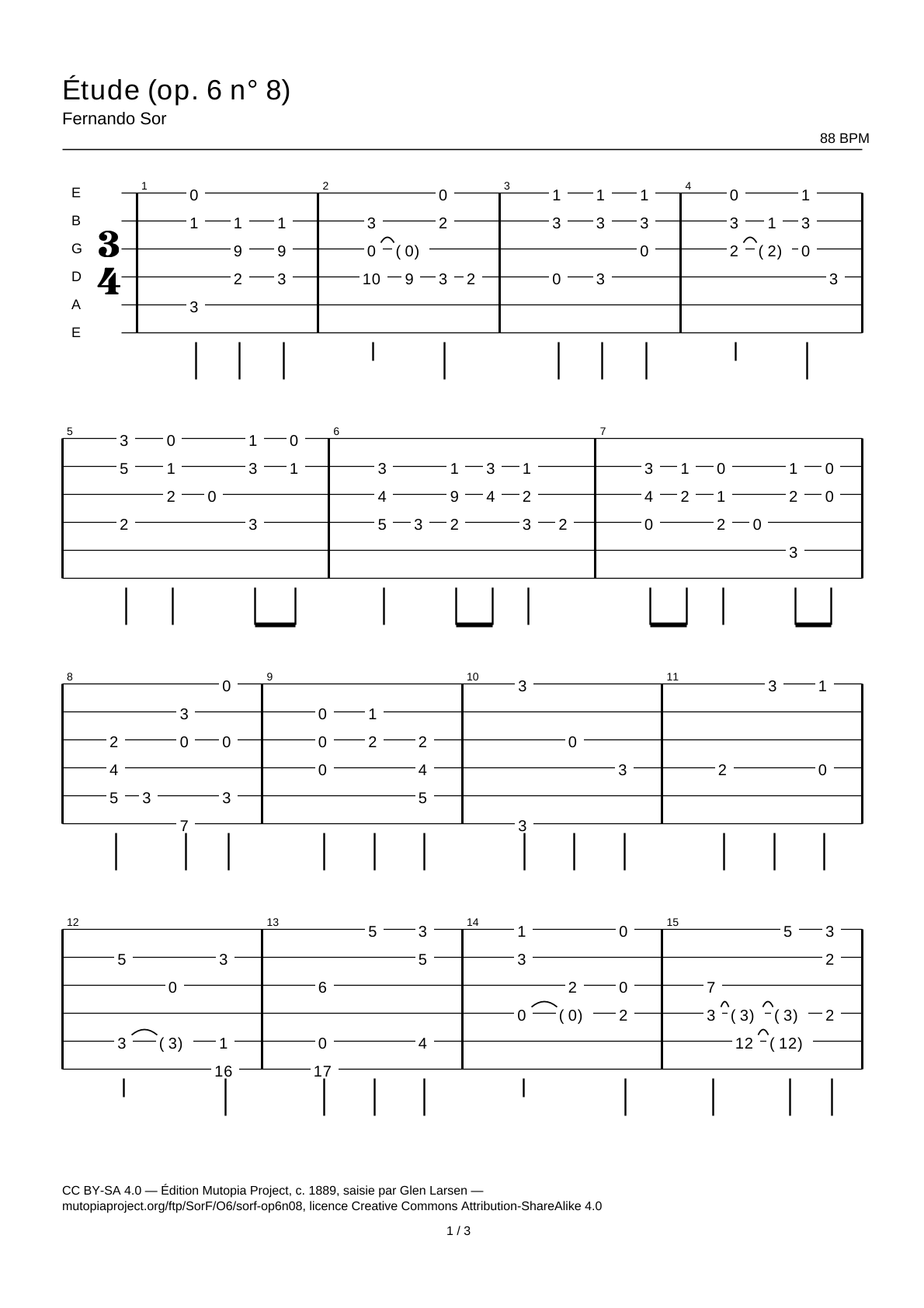 Study (Op. 6 No. 8) — Guitar Tab