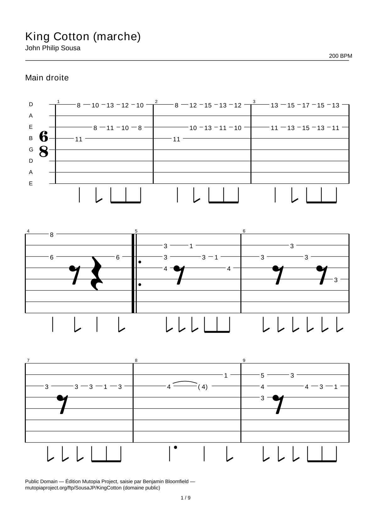 King Cotton (march) — Guitar Tab
