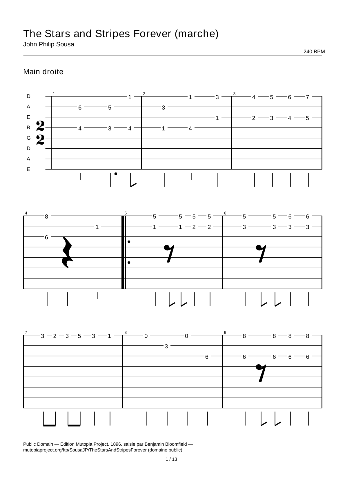 The Stars and Stripes Forever (marcha) — Tablatura de guitarra