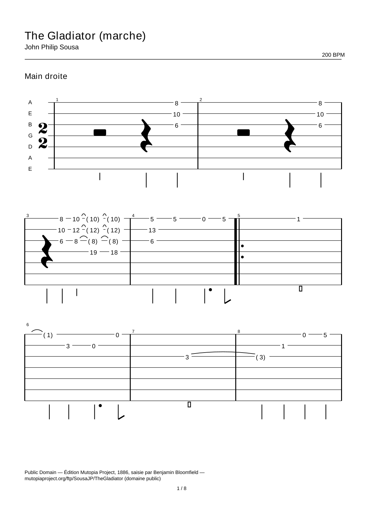 The Gladiator (march) — Guitar Tab