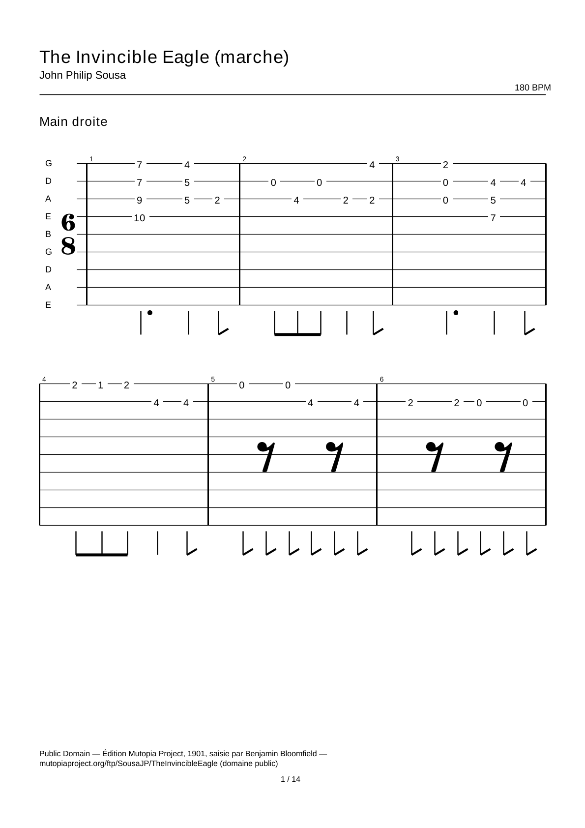 The Invincible Eagle (march) — Guitar Tab