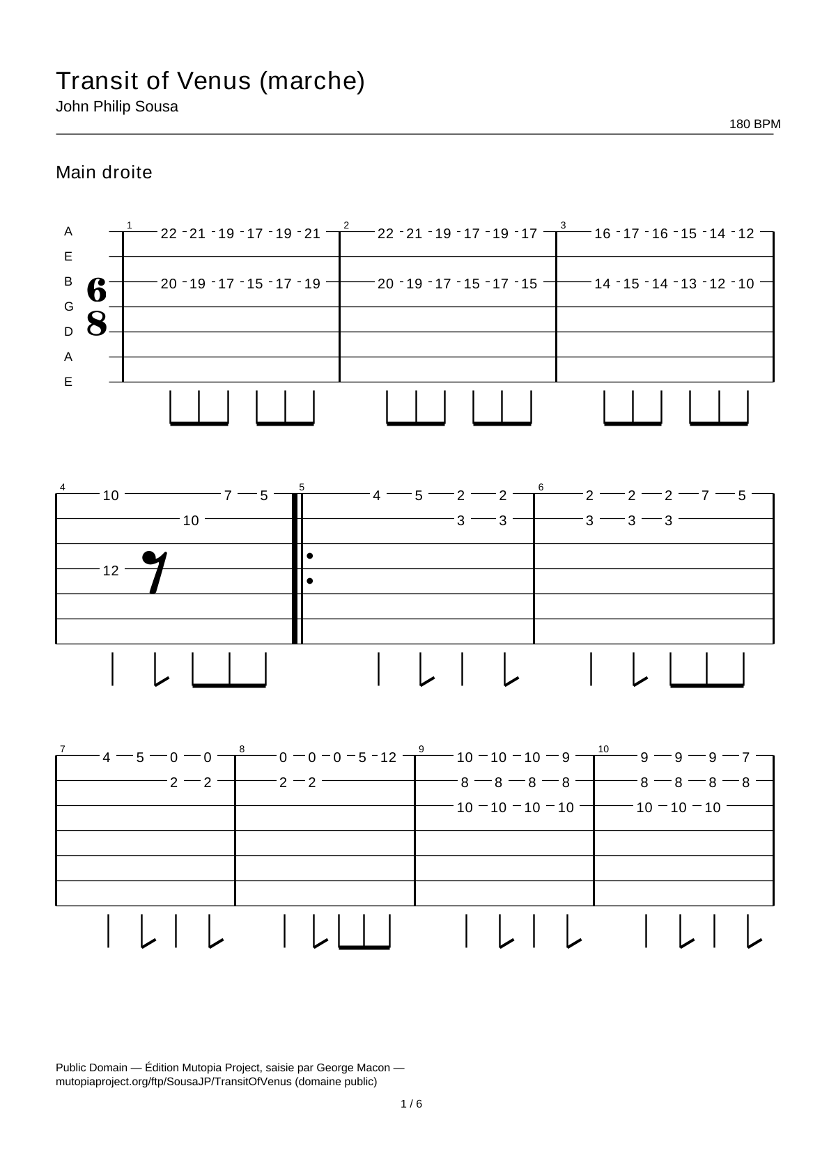 Transit of Venus (march) — Guitar Tab