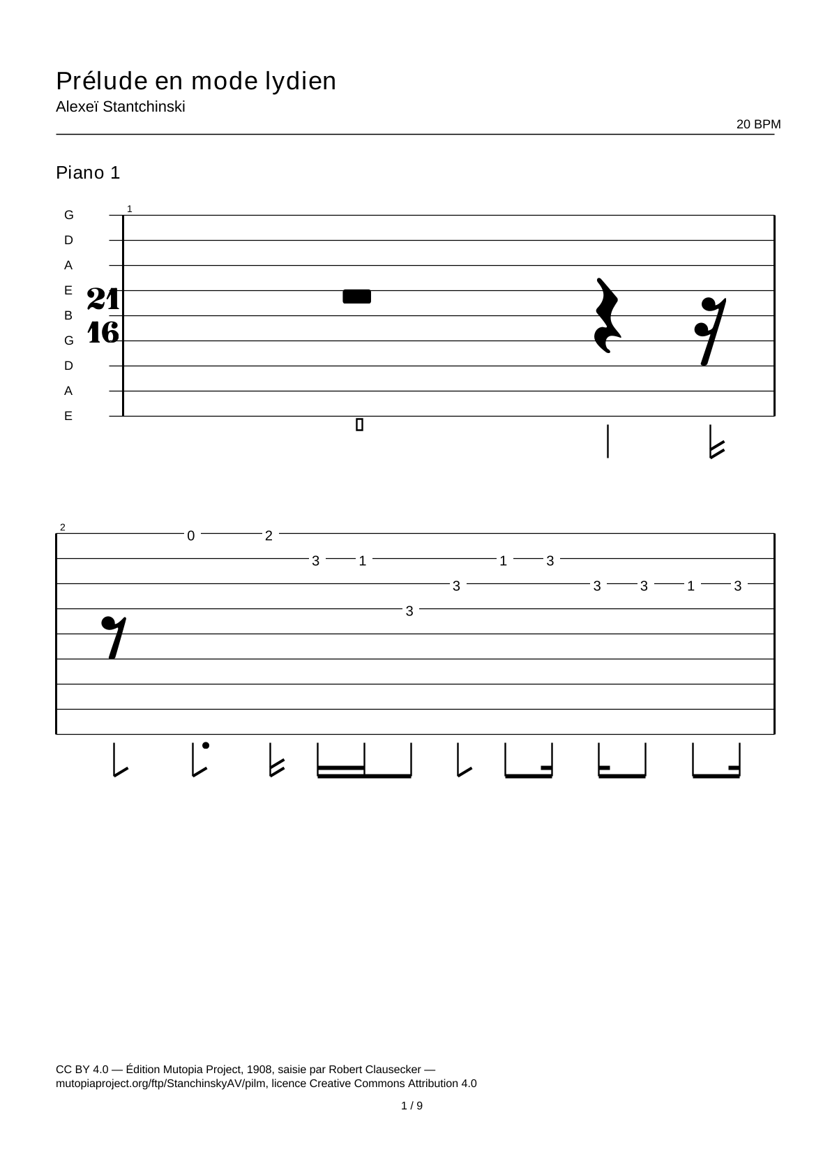 Prelude in Lydian Mode — Guitar Tab