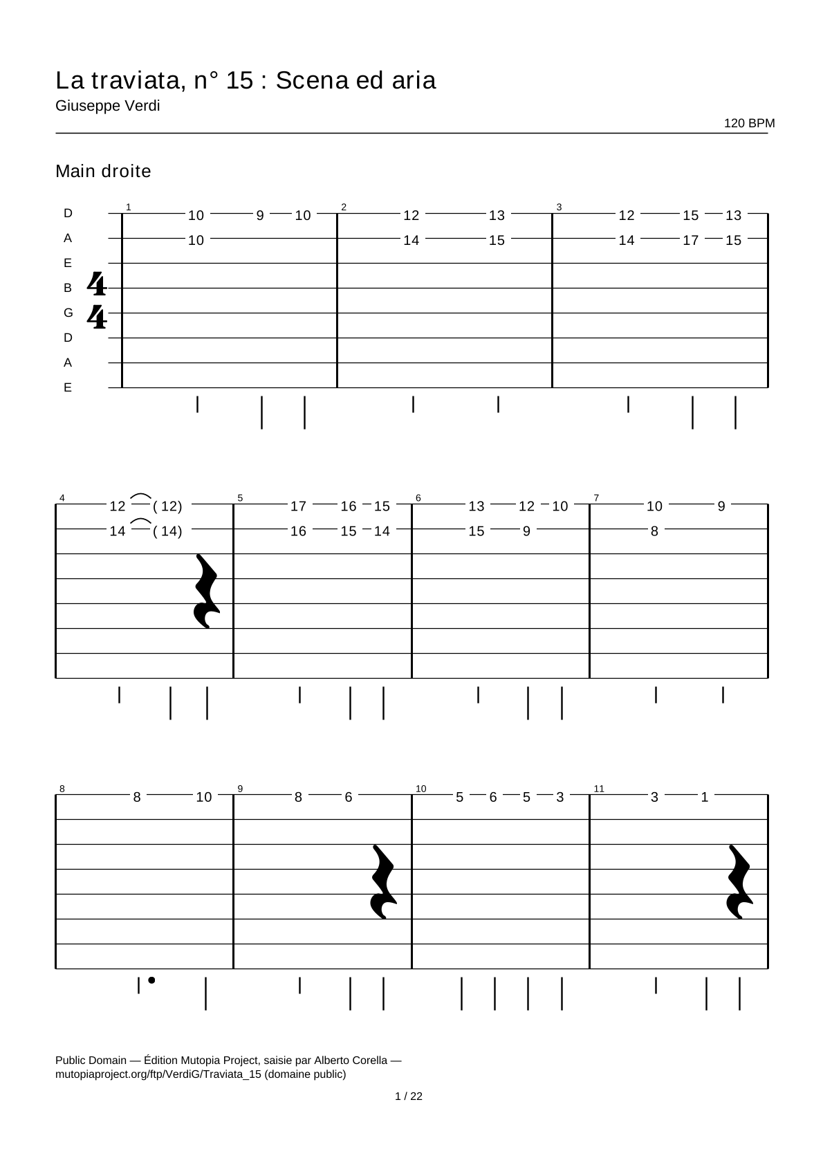La traviata, No. 15: Scena ed aria — Guitar Tab