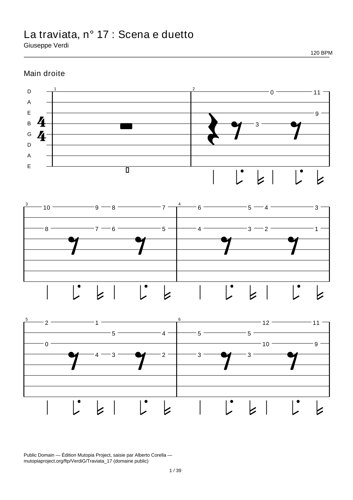 La traviata, No. 17: Scena e duetto — Guitar Tab