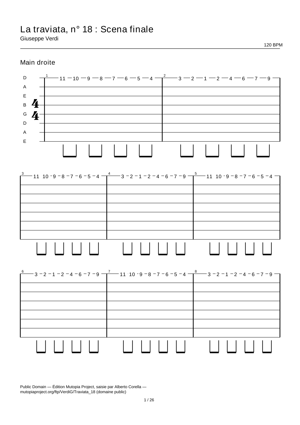 La traviata, No. 18: Scena finale — Guitar Tab