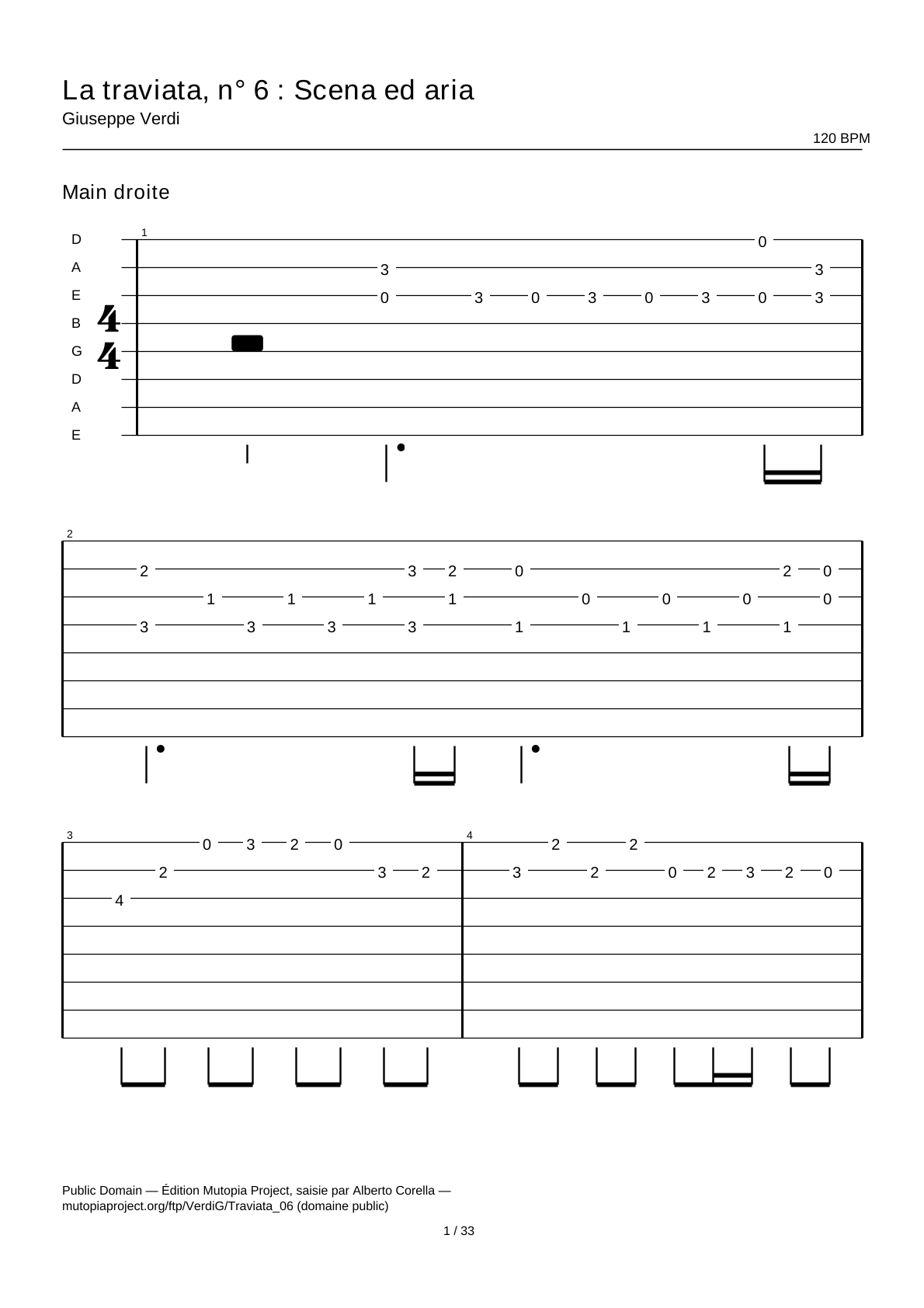 La traviata, No. 6: Scena ed aria — Guitar Tab