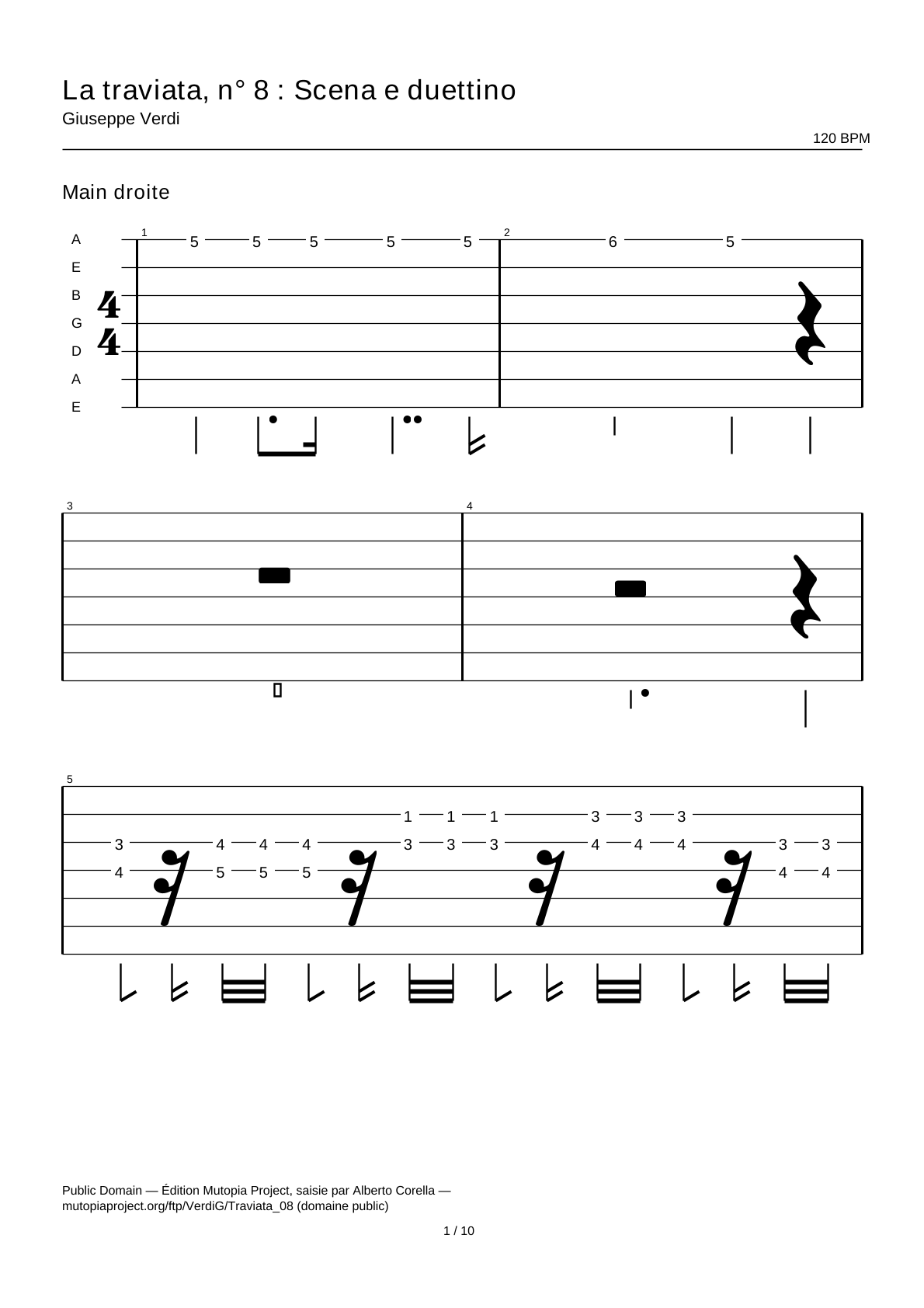 La traviata, No. 8: Scena e duettino — Guitar Tab